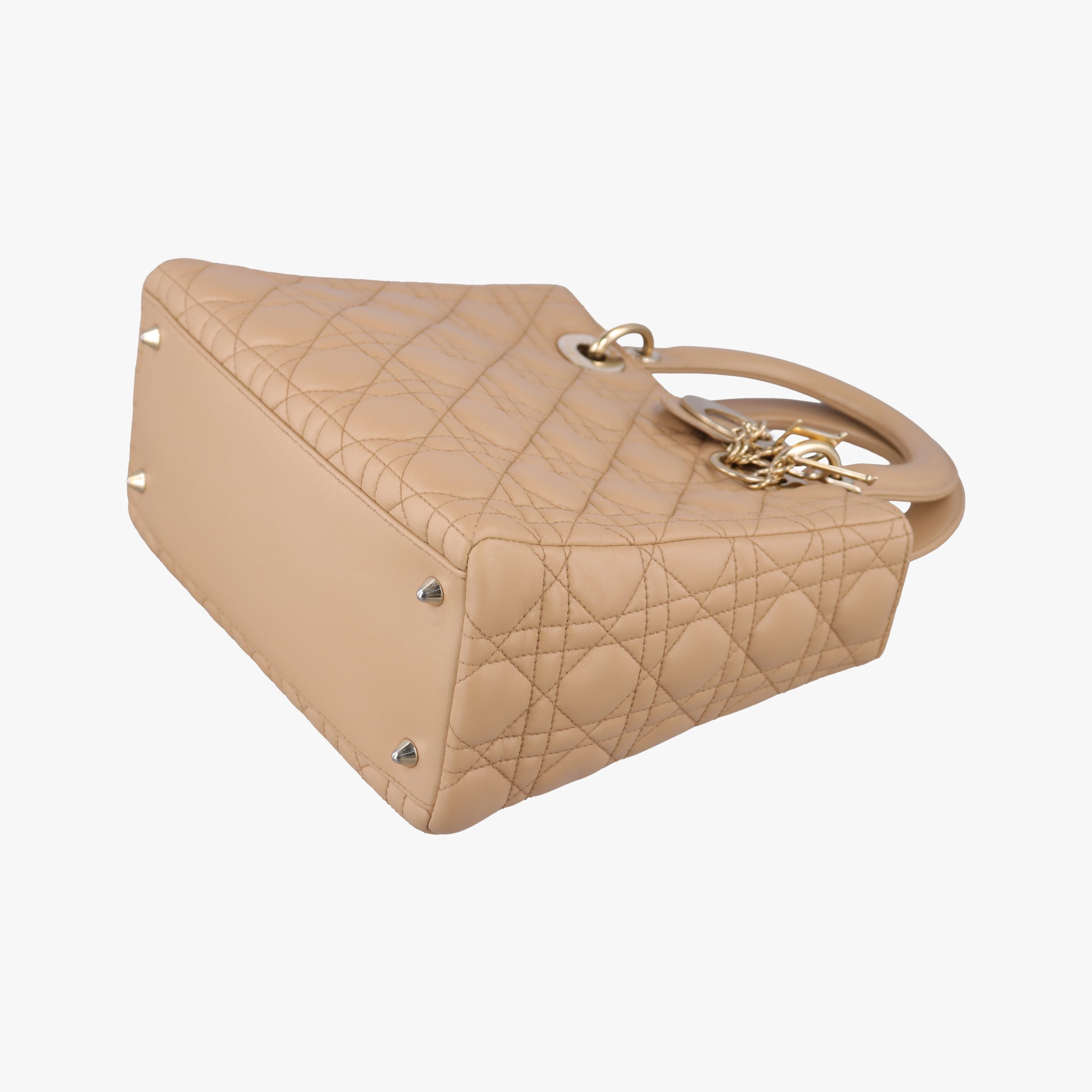Pre-owned Christian Dior Lady Dior Beige lambskin  shoulderbag | stylenewstar