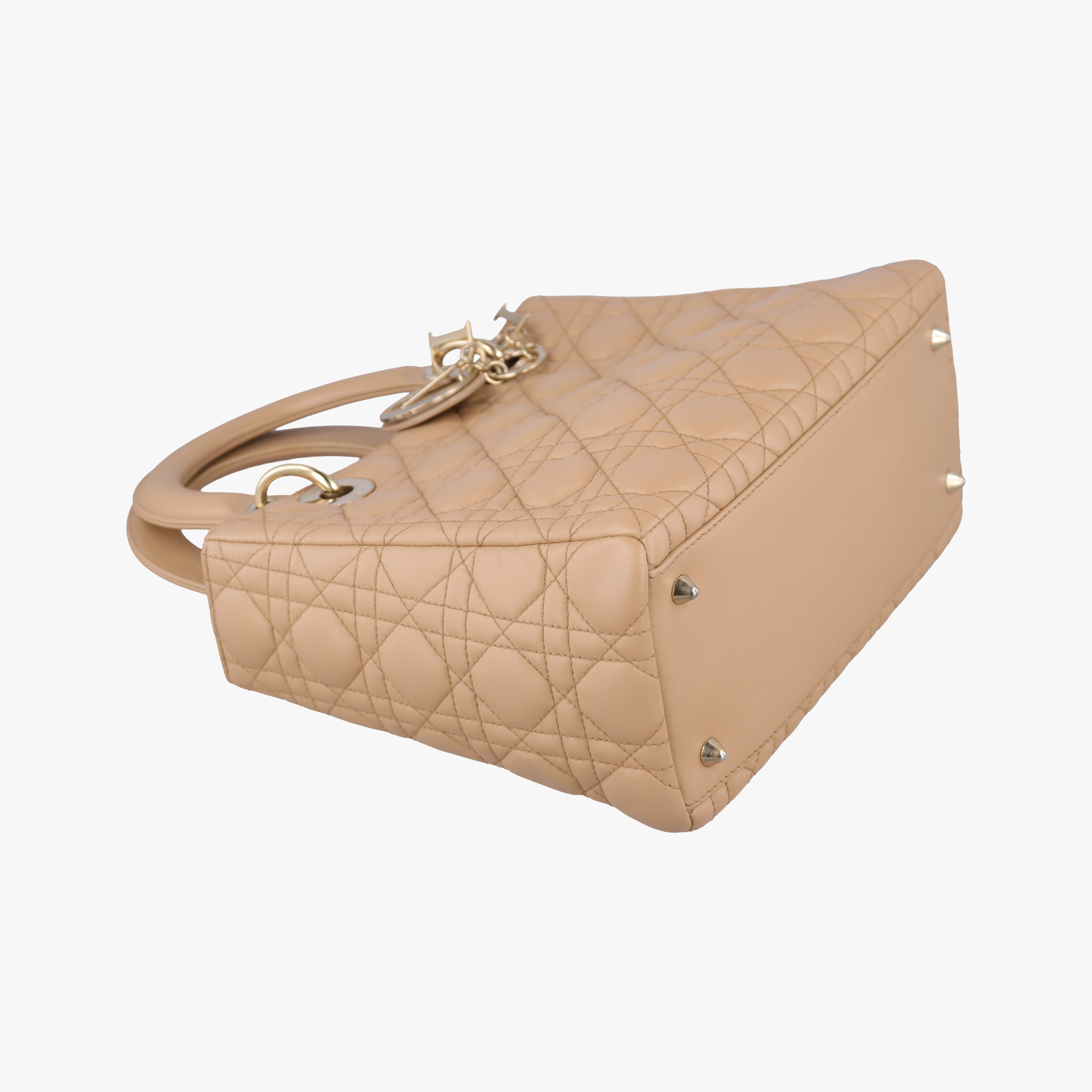 Pre-owned Christian Dior Lady Dior Beige lambskin  shoulderbag | stylenewstar