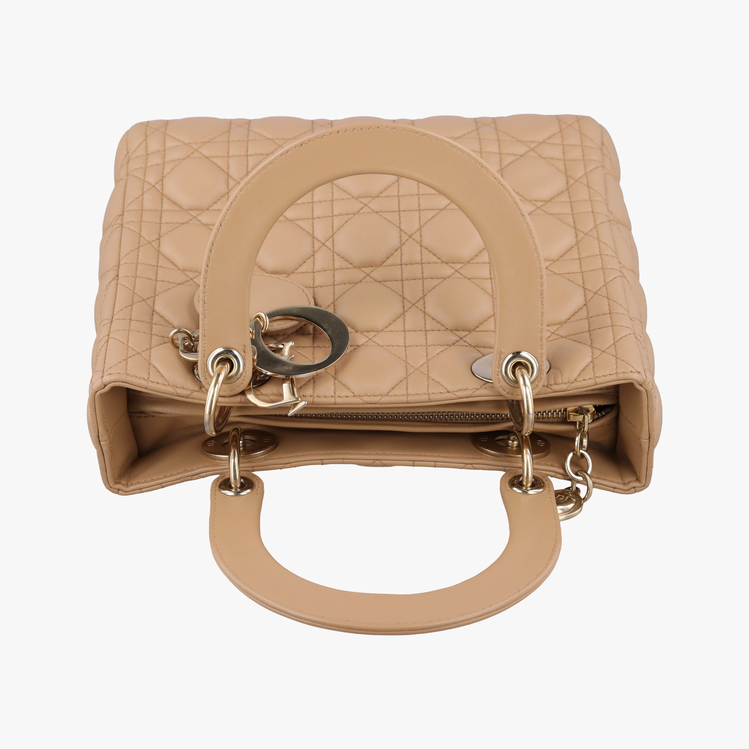 Pre-owned Christian Dior Lady Dior Beige lambskin  shoulderbag | stylenewstar