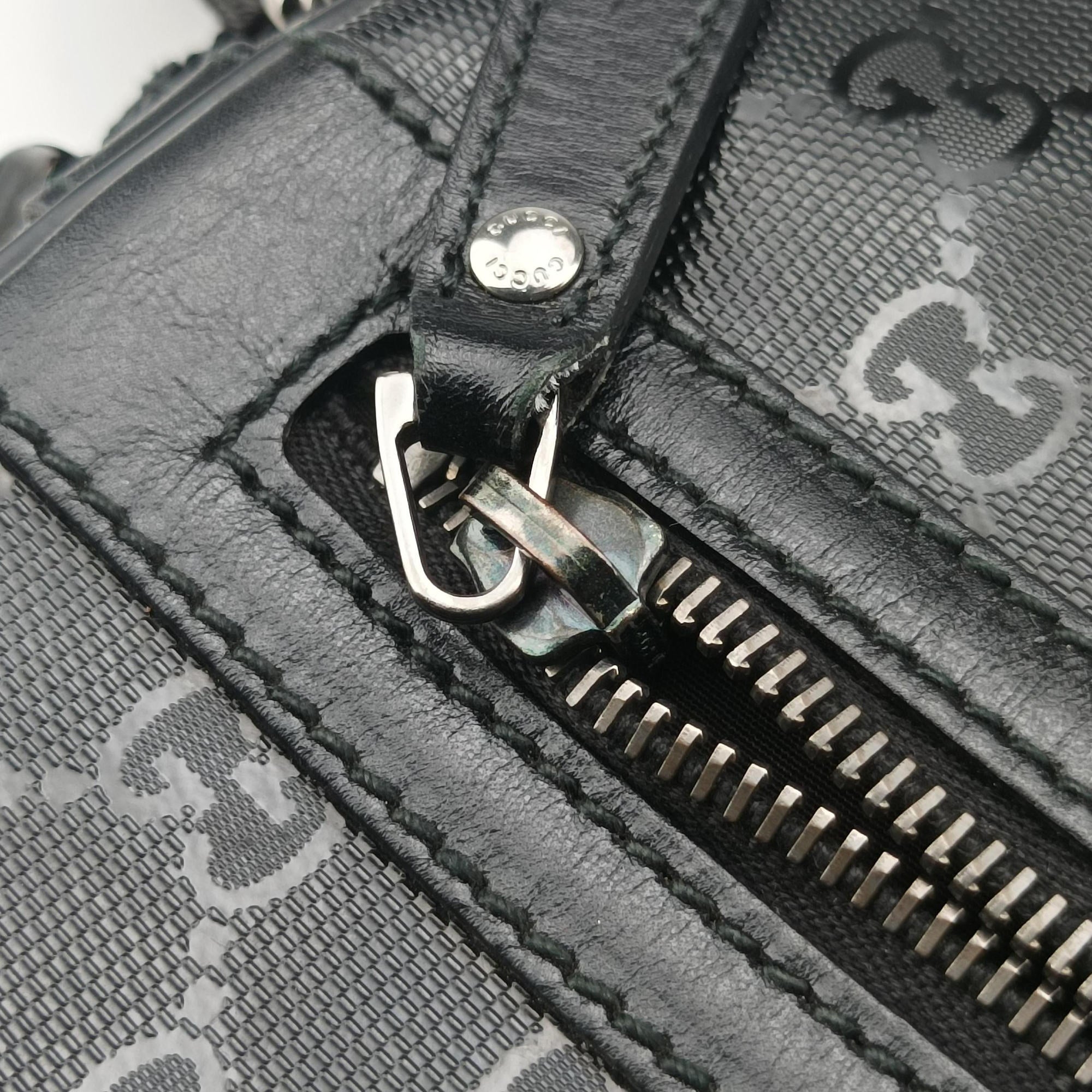 Secondhand Gucci GG Imprime Messenger Black PVC coated canvas 201448 shoulderbag | stylenewstar