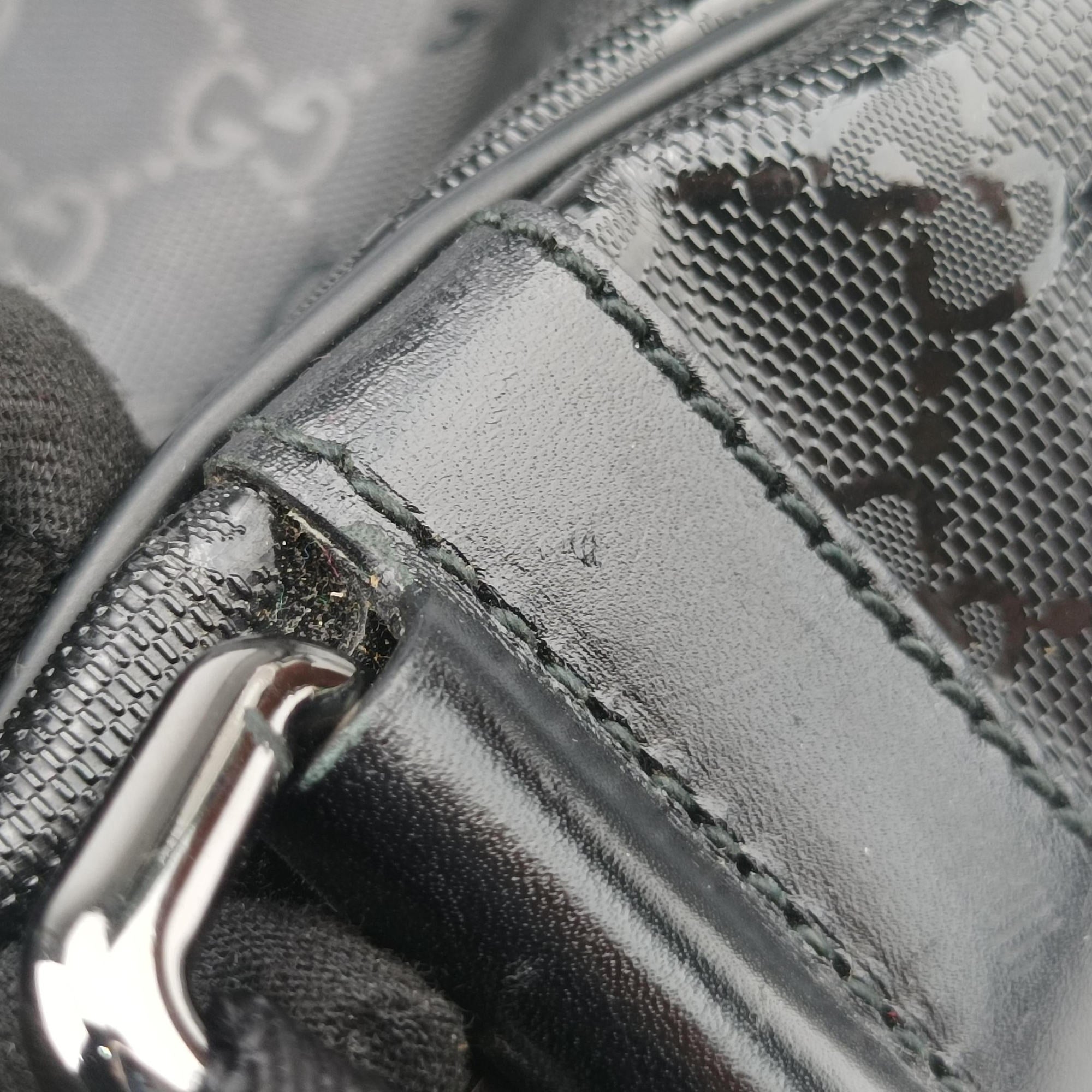 Secondhand Gucci GG Imprime Messenger Black PVC coated canvas 201448 shoulderbag | stylenewstar