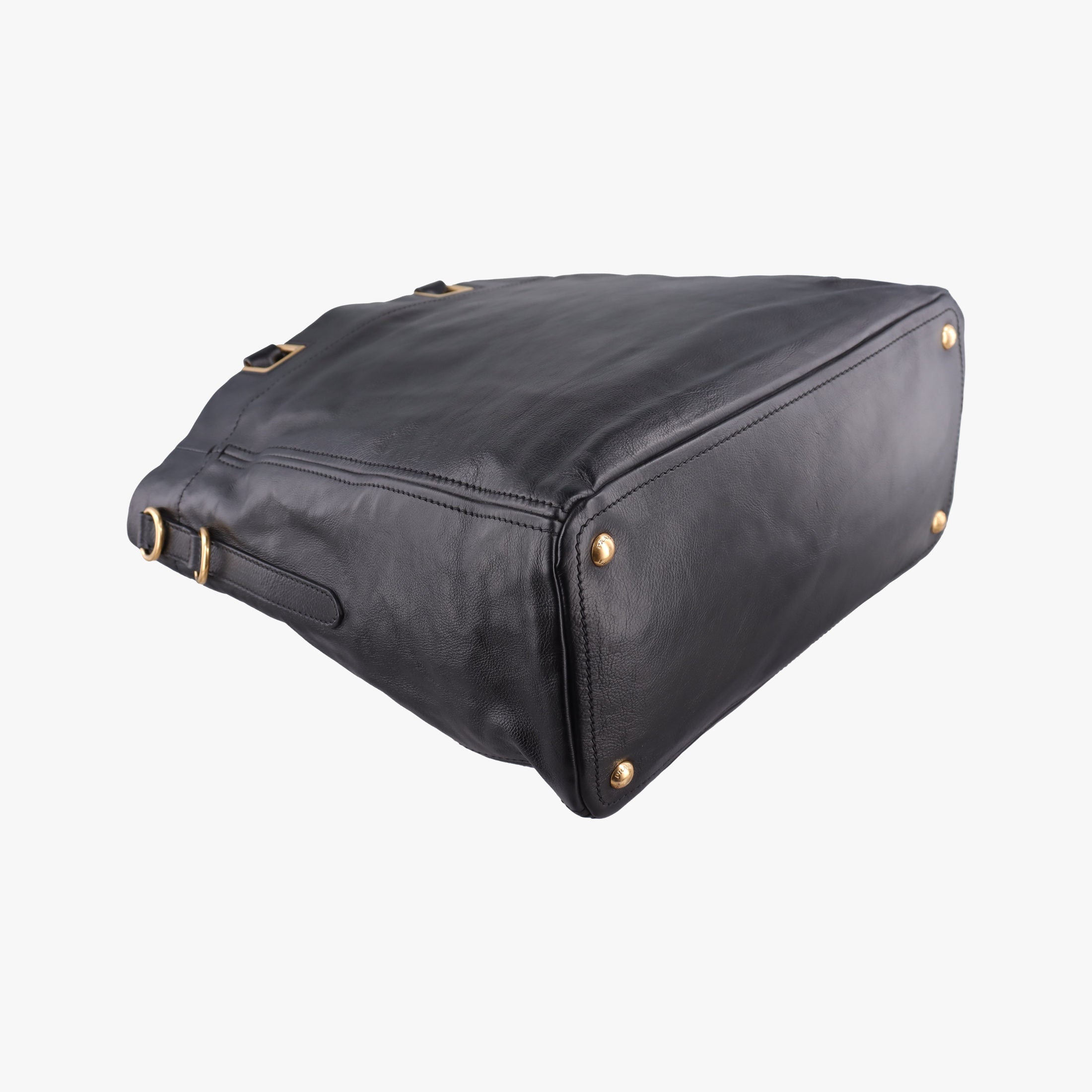 Pre-owned Prada Soft Shopping Black Leather  shoulderbag | stylenewstar