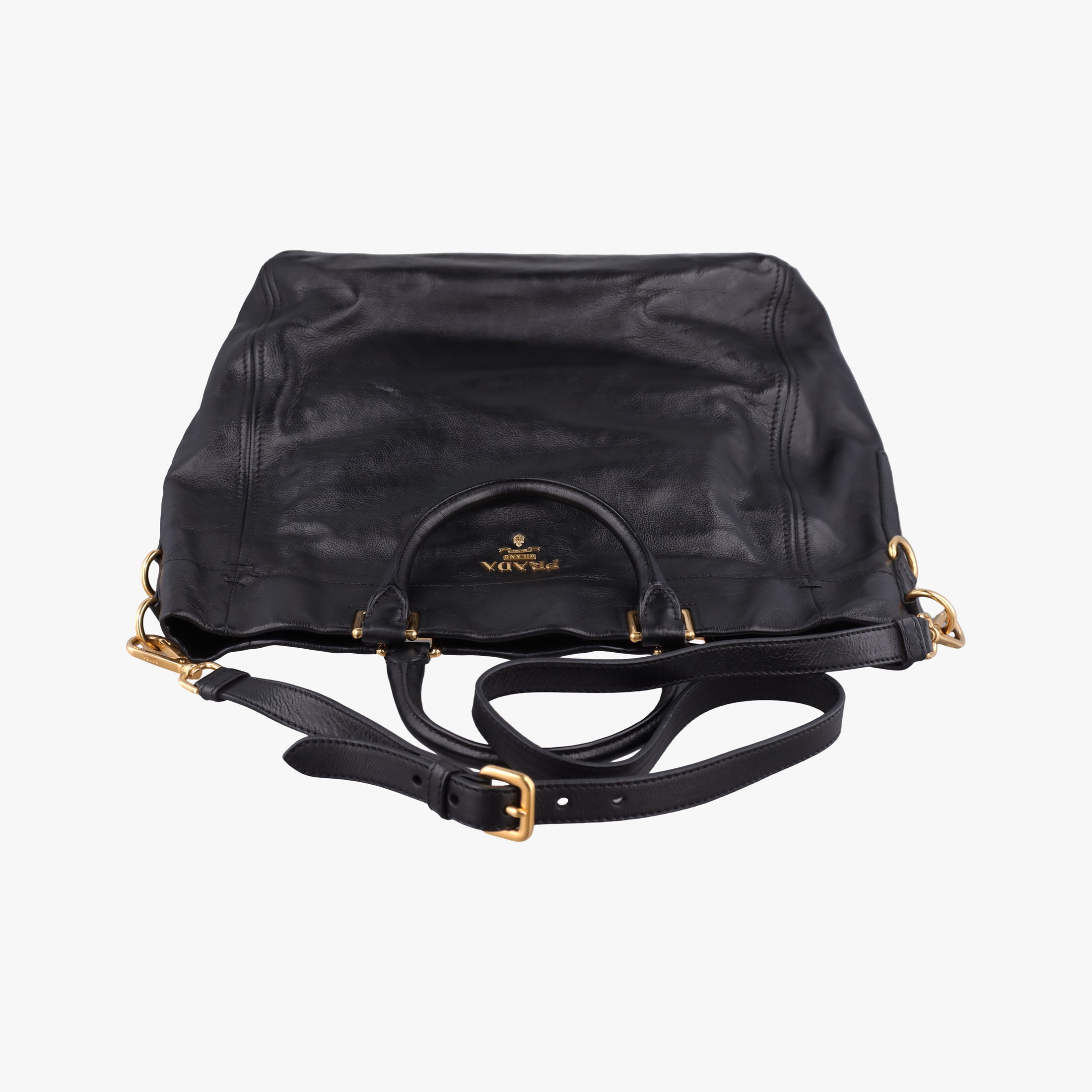 Pre-owned Prada Soft Shopping Black Leather  shoulderbag | stylenewstar