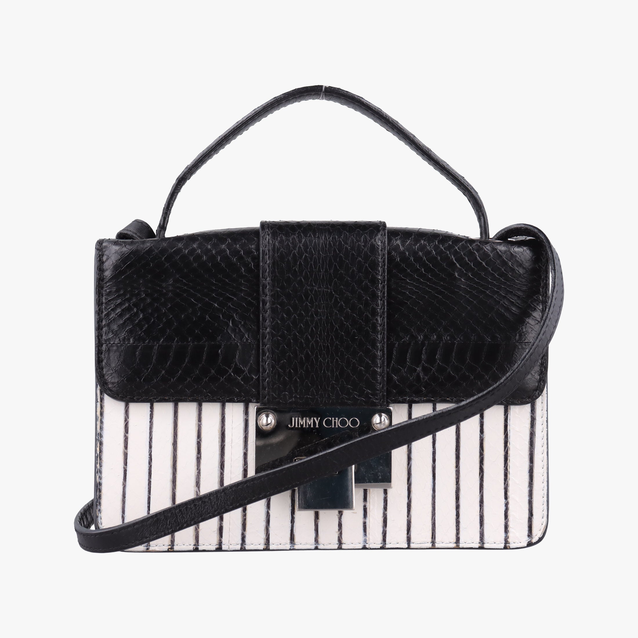 Pre-owned Jimmy Choo Rebel Zebra Stripe Snakeskin × Leather  shoulderbag | stylenewstar
