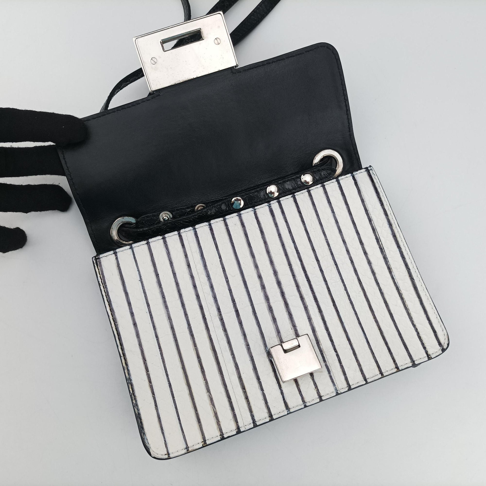 Pre-owned Jimmy Choo Rebel Zebra Stripe Snakeskin × Leather  shoulderbag | stylenewstar