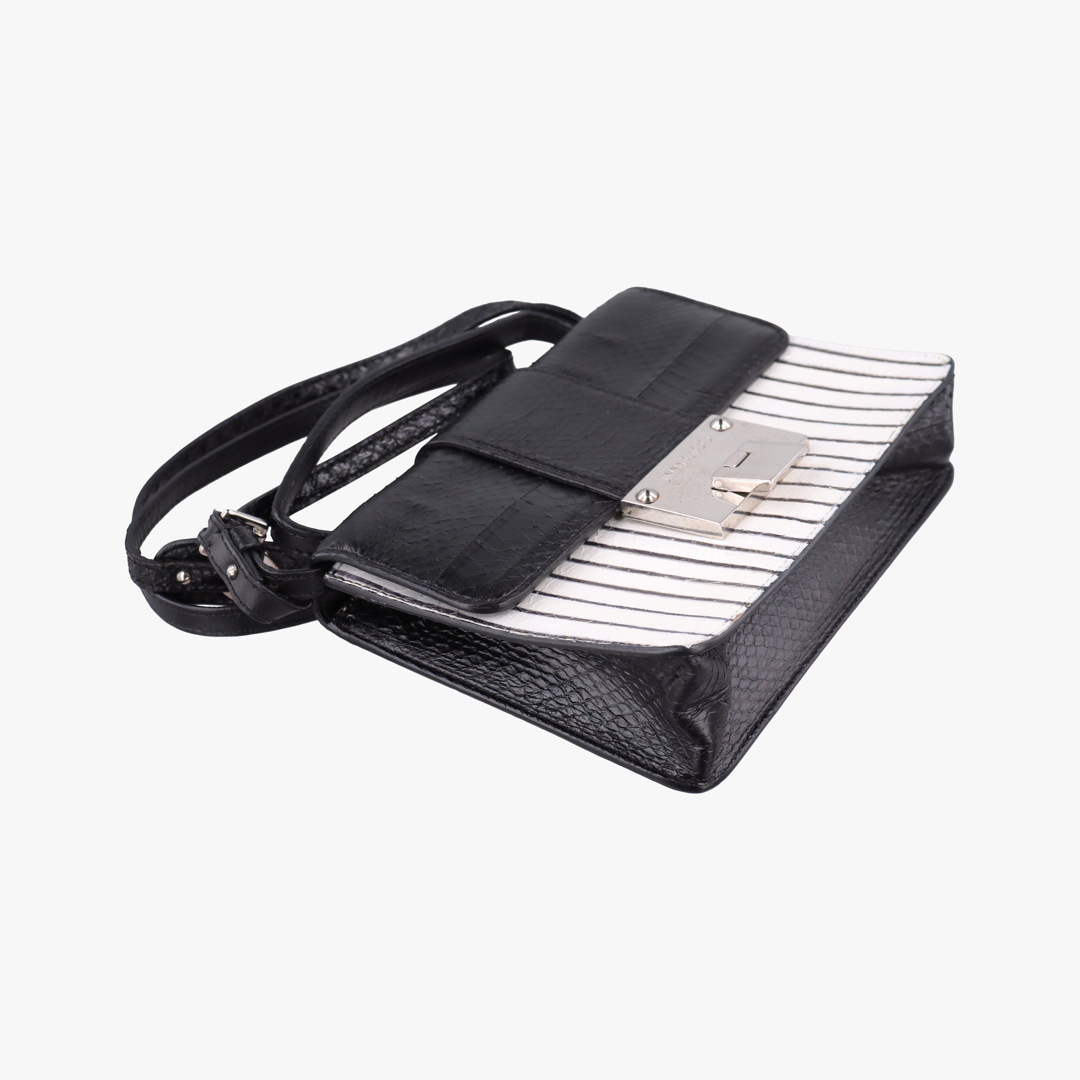 Pre-owned Jimmy Choo Rebel Zebra Stripe Snakeskin × Leather  shoulderbag | stylenewstar