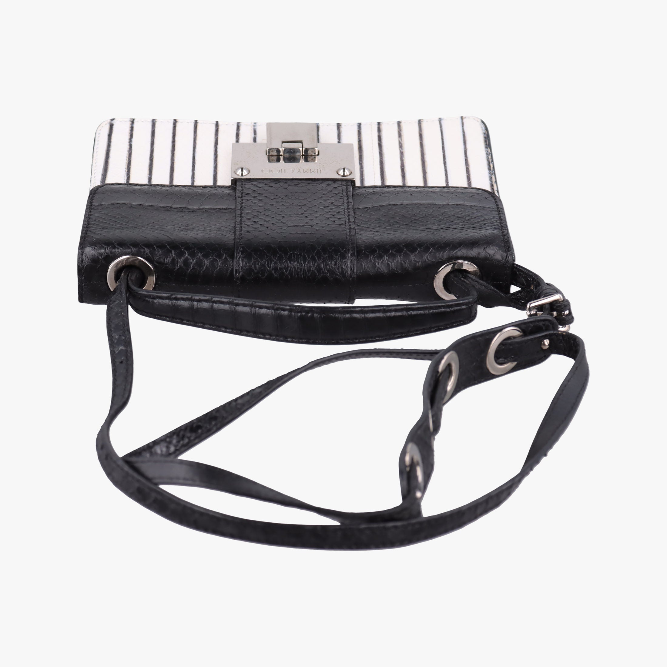 Pre-owned Jimmy Choo Rebel Zebra Stripe Snakeskin × Leather  shoulderbag | stylenewstar