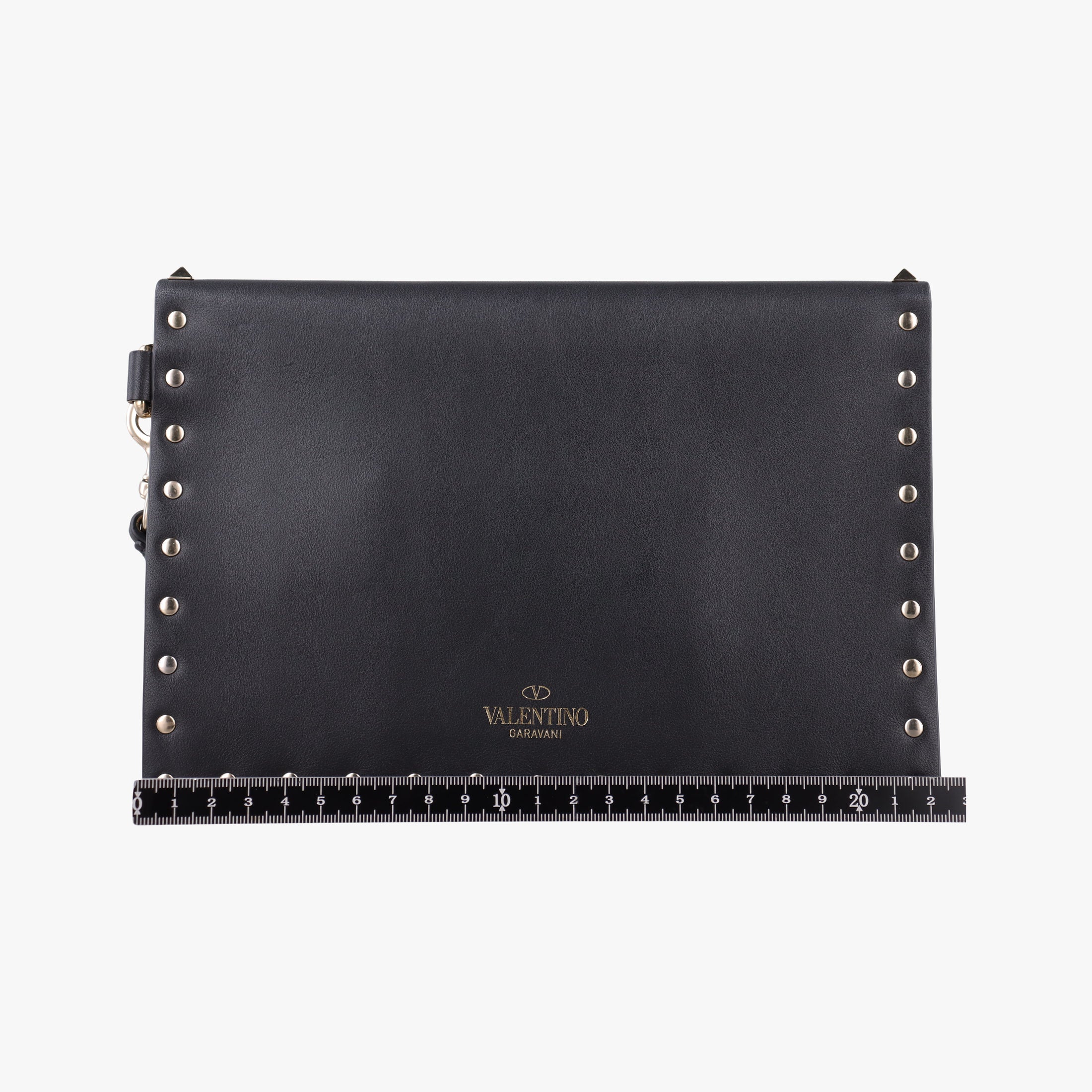 Pre-owned Valentino Rockstud Envelope Wallet Black leather  shoulderbag | stylenewstar