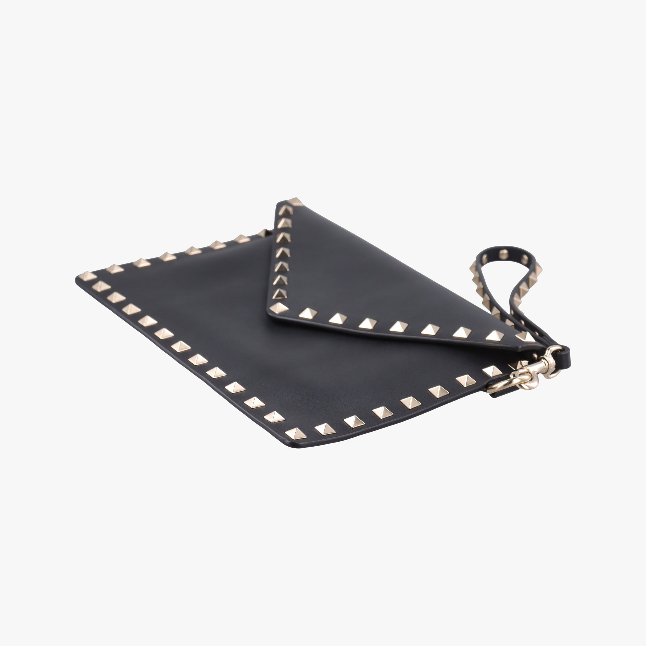 Pre-owned Valentino Rockstud Envelope Wallet Black leather  shoulderbag | stylenewstar