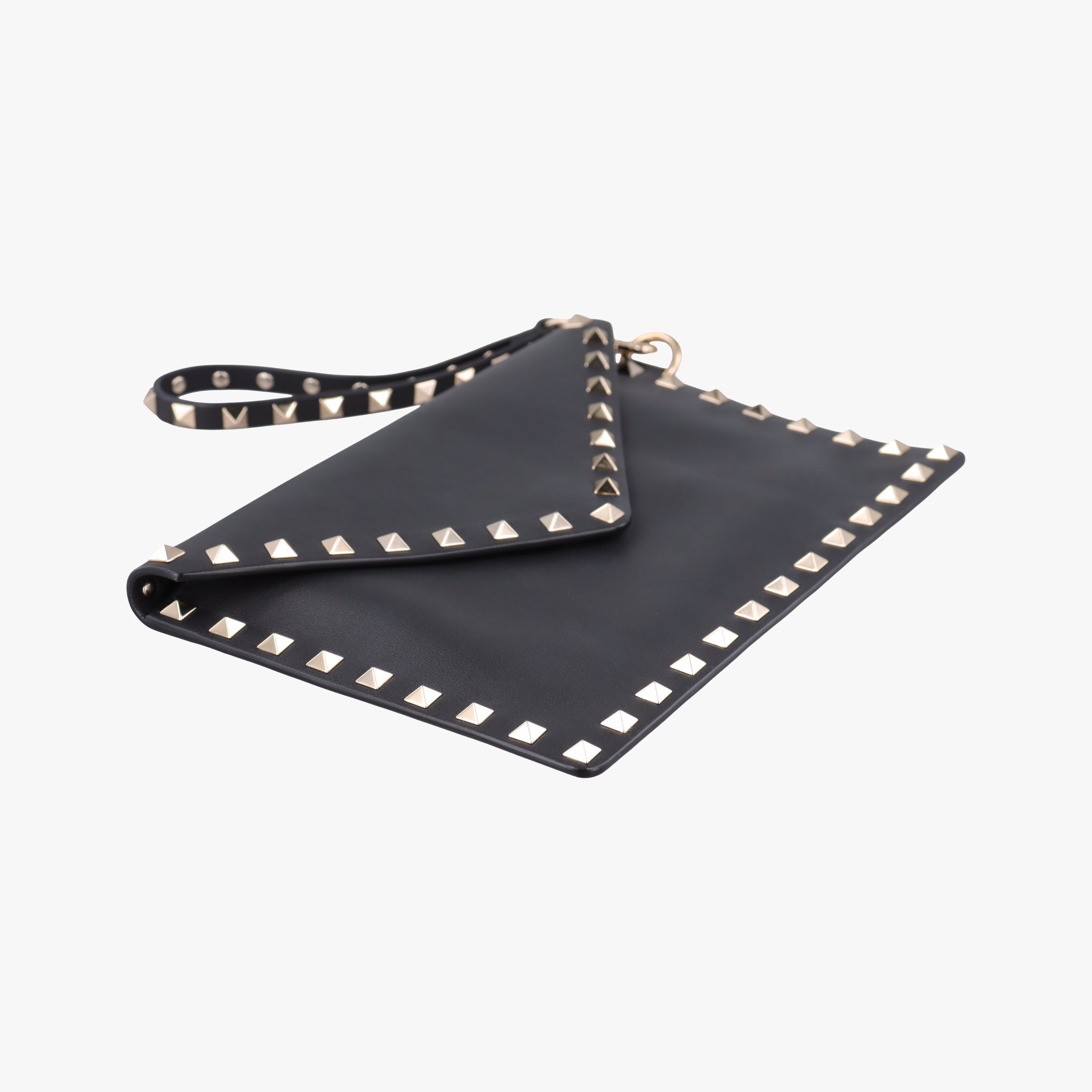 Pre-owned Valentino Rockstud Envelope Wallet Black leather  shoulderbag | stylenewstar