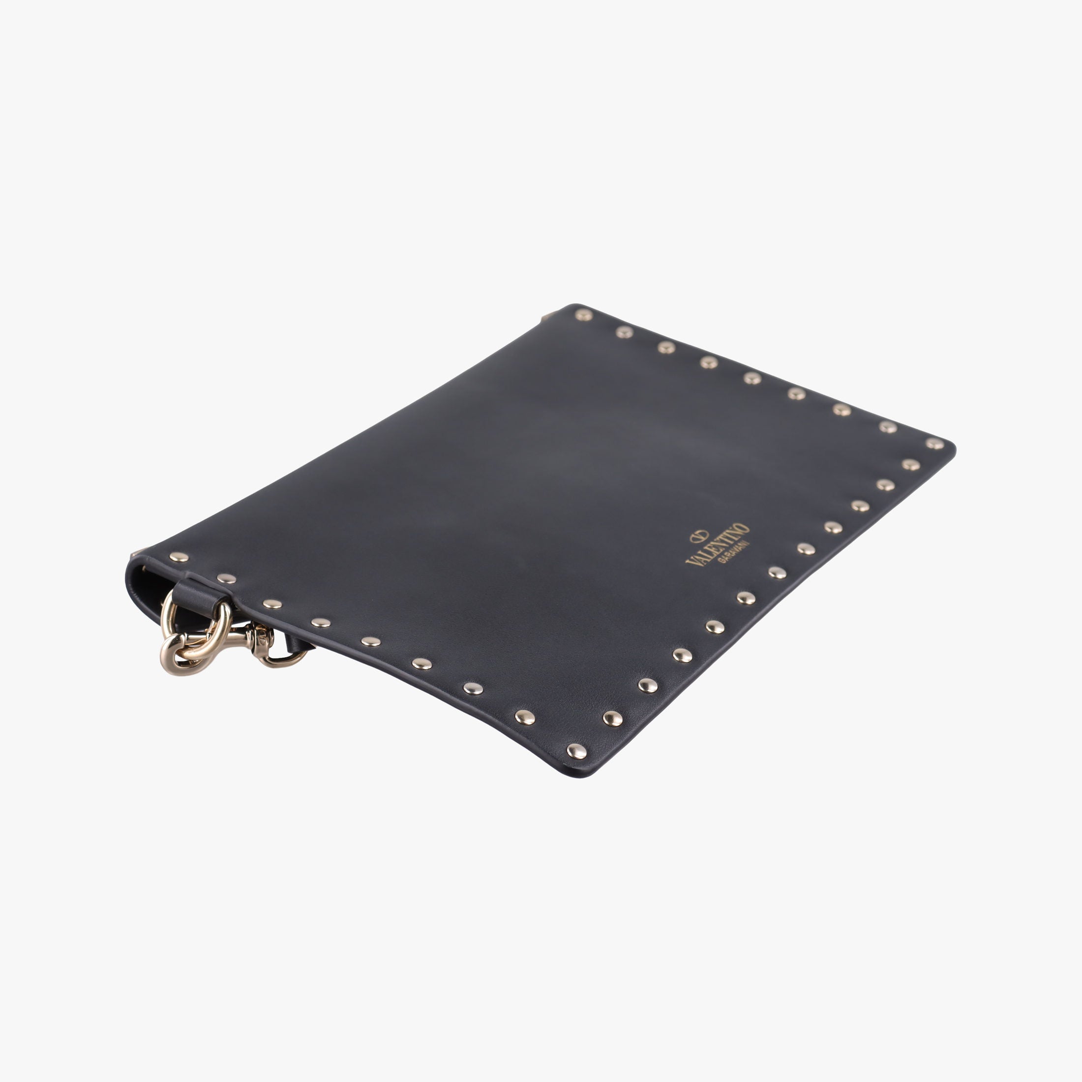 Pre-owned Valentino Rockstud Envelope Wallet Black leather  shoulderbag | stylenewstar