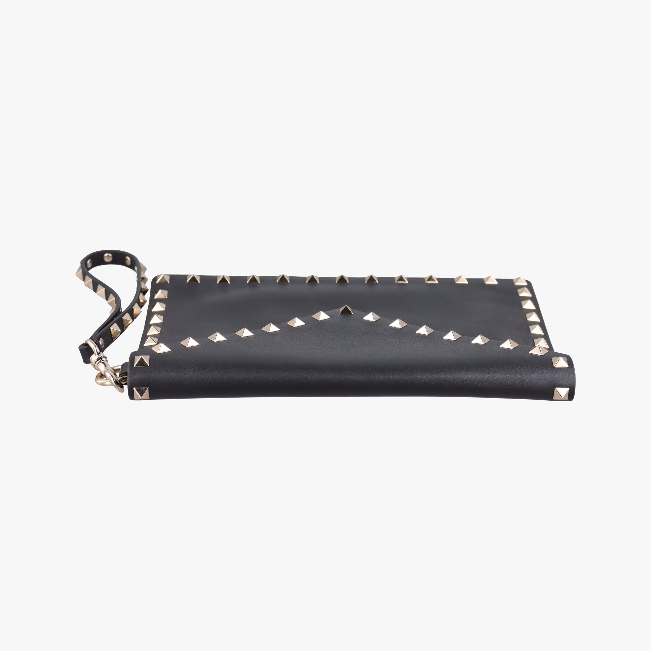 Pre-owned Valentino Rockstud Envelope Wallet Black leather  shoulderbag | stylenewstar