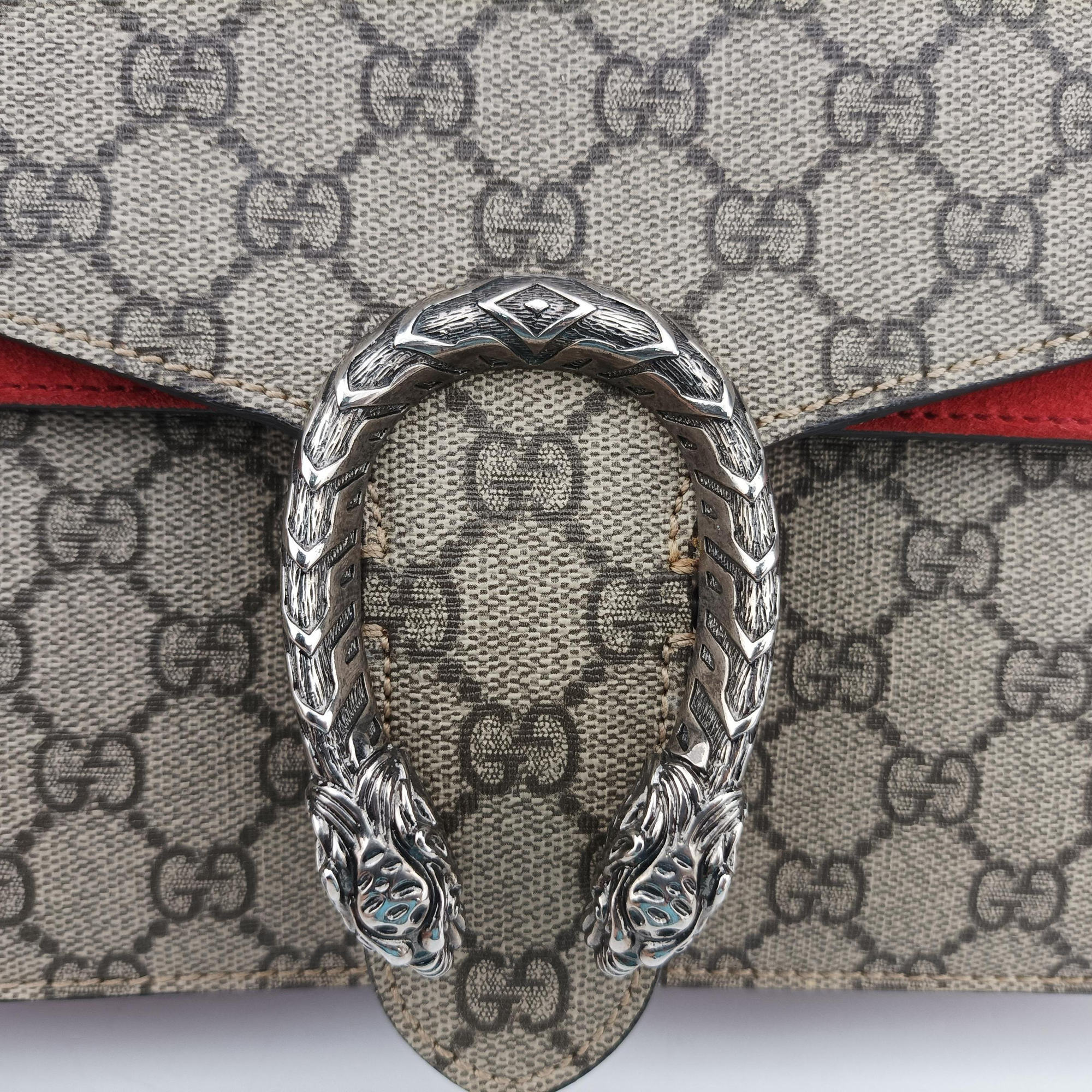 Secondhand Gucci Dionysus beige×red PVC coated canvas×suede 400249 shoulderbag | stylenewstar
