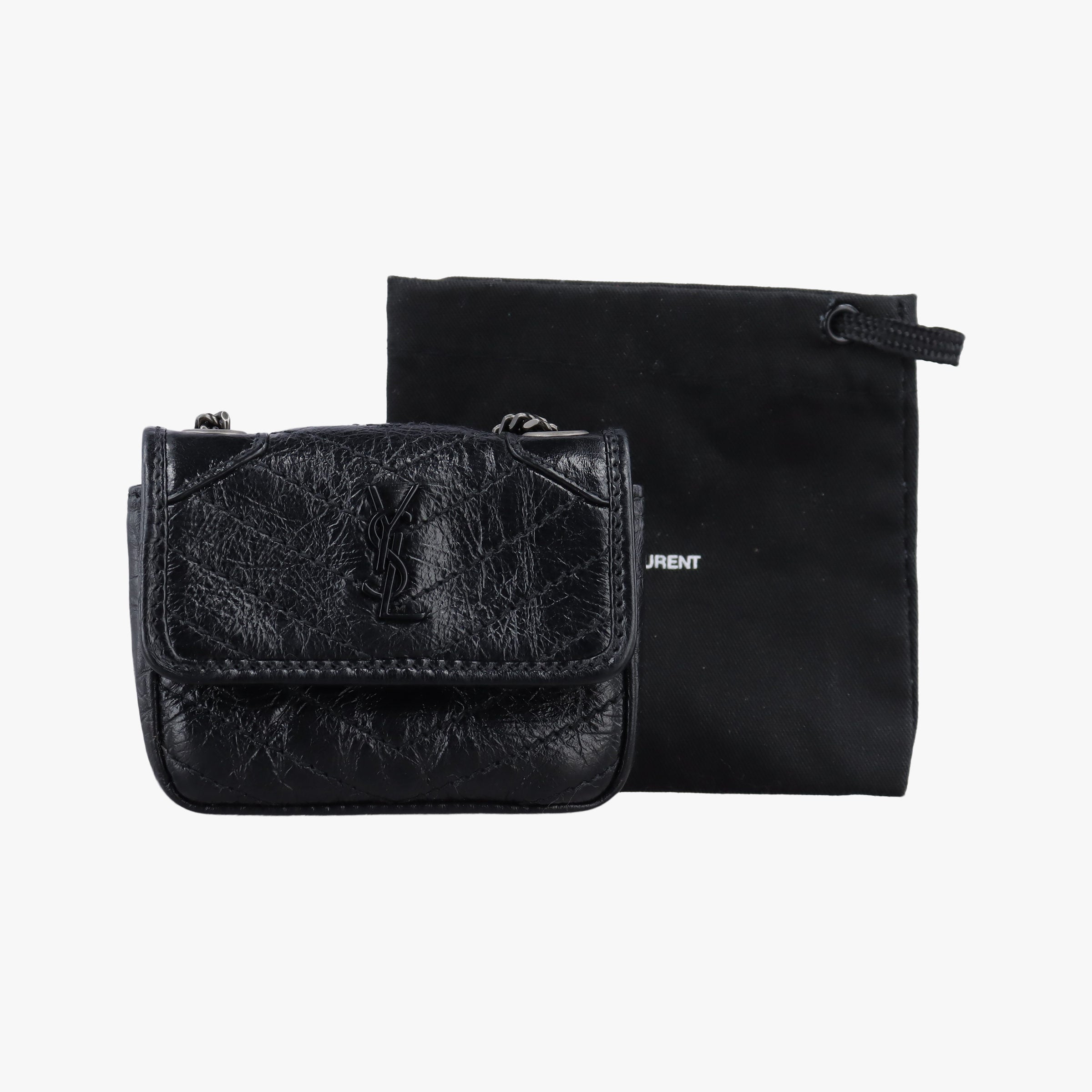 Pre-owned Yves Saint Laurent Niki Black lambskin 710844 shoulderbag | stylenewstar