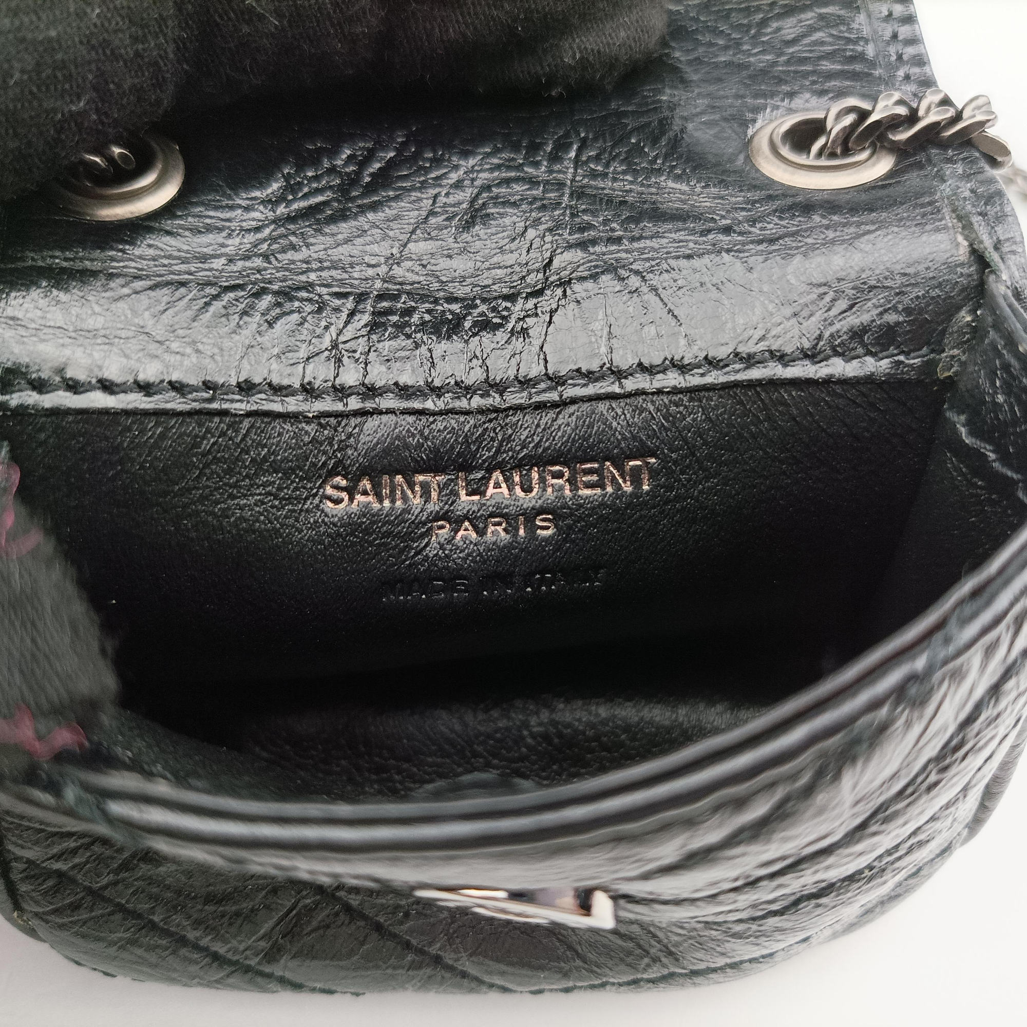 Pre-owned Yves Saint Laurent Niki Black lambskin 710844 shoulderbag | stylenewstar