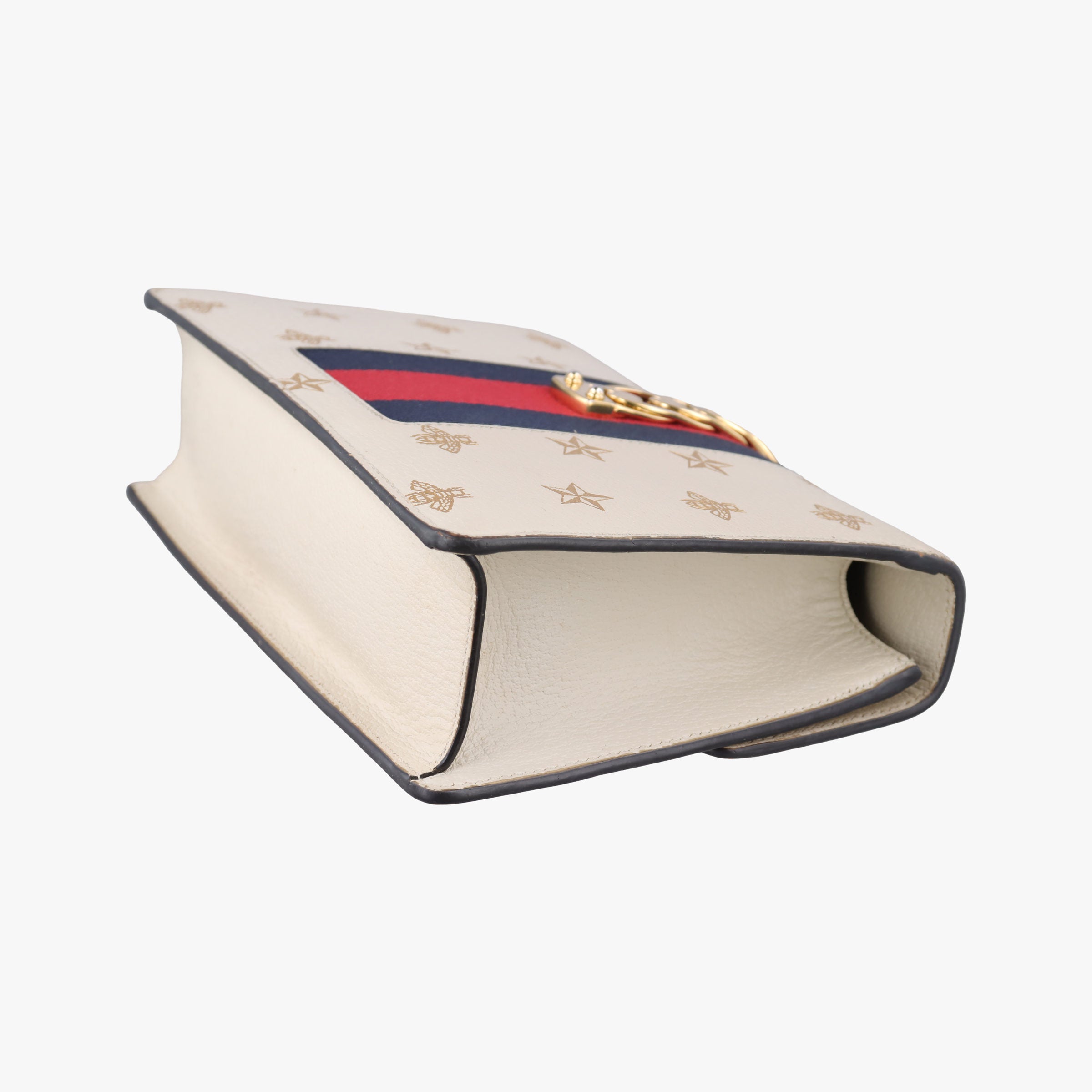 Pre-owned Gucci Sylvie Ivory×Navy×Red Leather 524405 shoulderbag | stylenewstar