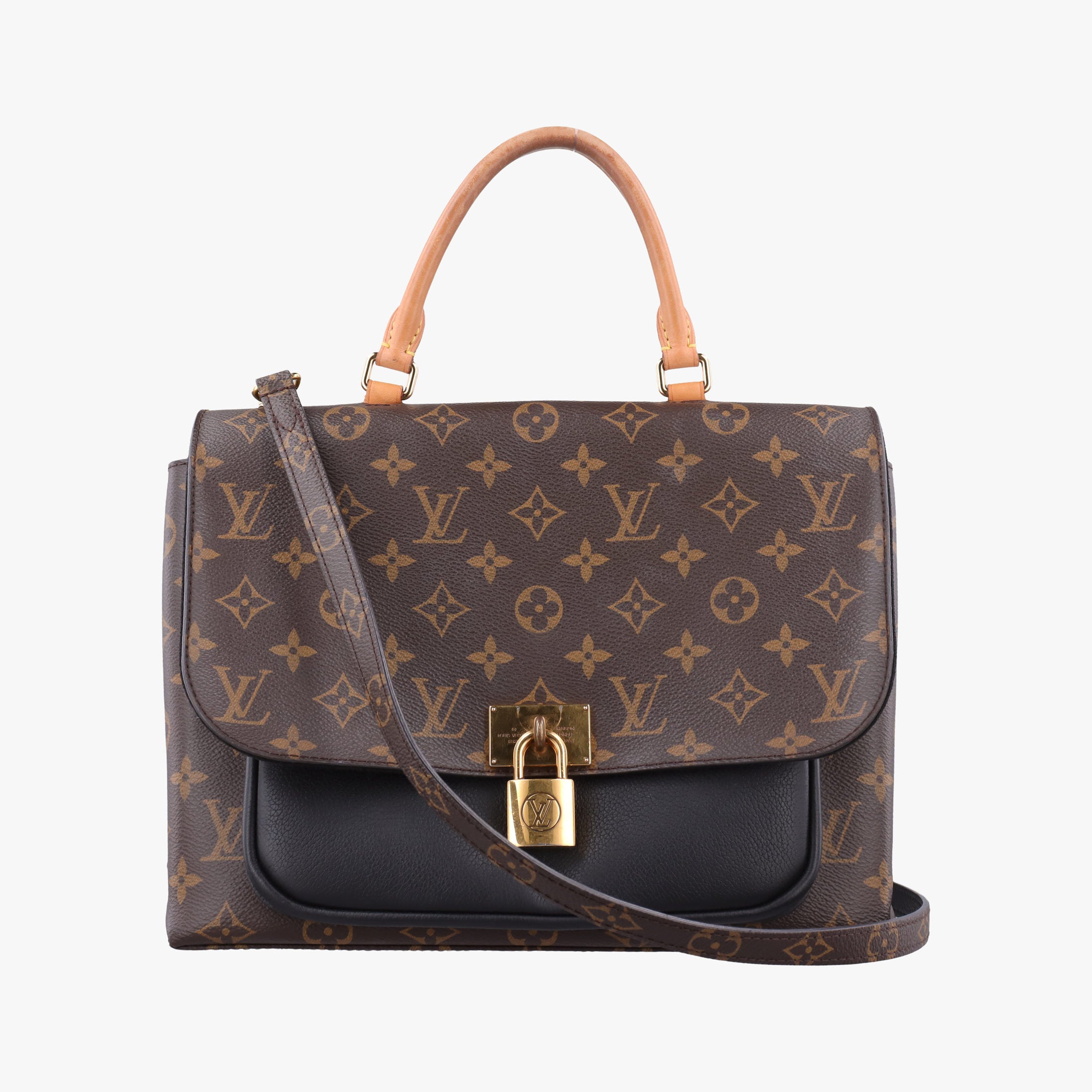 Pre-owned Louis Vuitton MARIGNAN brown×black Monogram Canvas×calf leather M44259 shoulderbag | stylenewstar