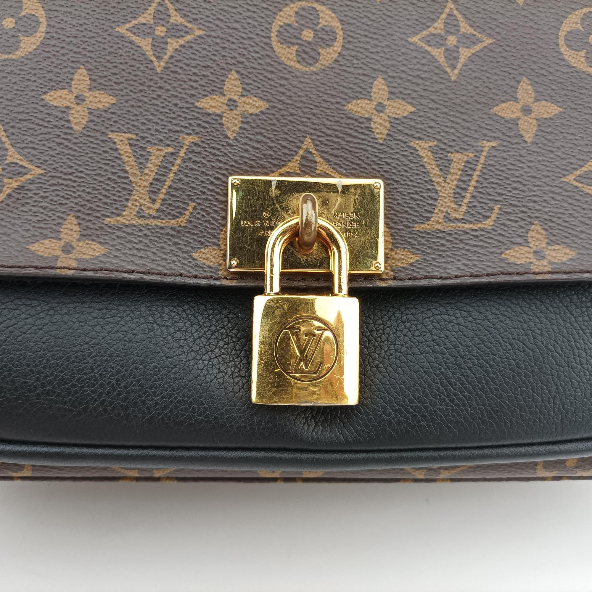 Pre-owned Louis Vuitton MARIGNAN brown×black Monogram Canvas×calf leather M44259 shoulderbag | stylenewstar