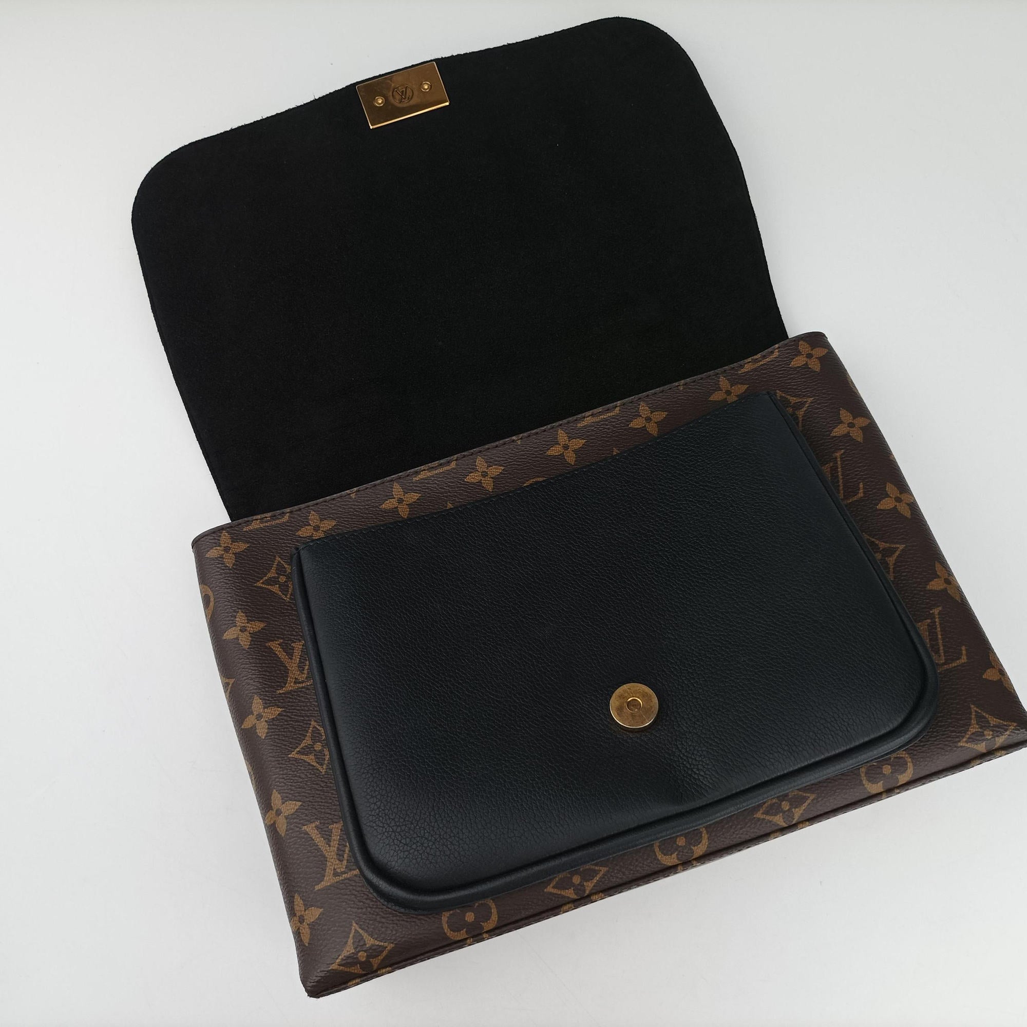 Pre-owned Louis Vuitton MARIGNAN brown×black Monogram Canvas×calf leather M44259 shoulderbag | stylenewstar
