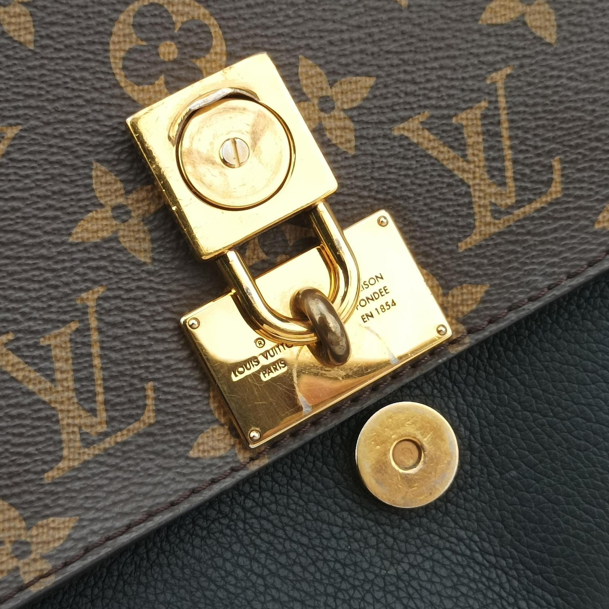Pre-owned Louis Vuitton MARIGNAN brown×black Monogram Canvas×calf leather M44259 shoulderbag | stylenewstar