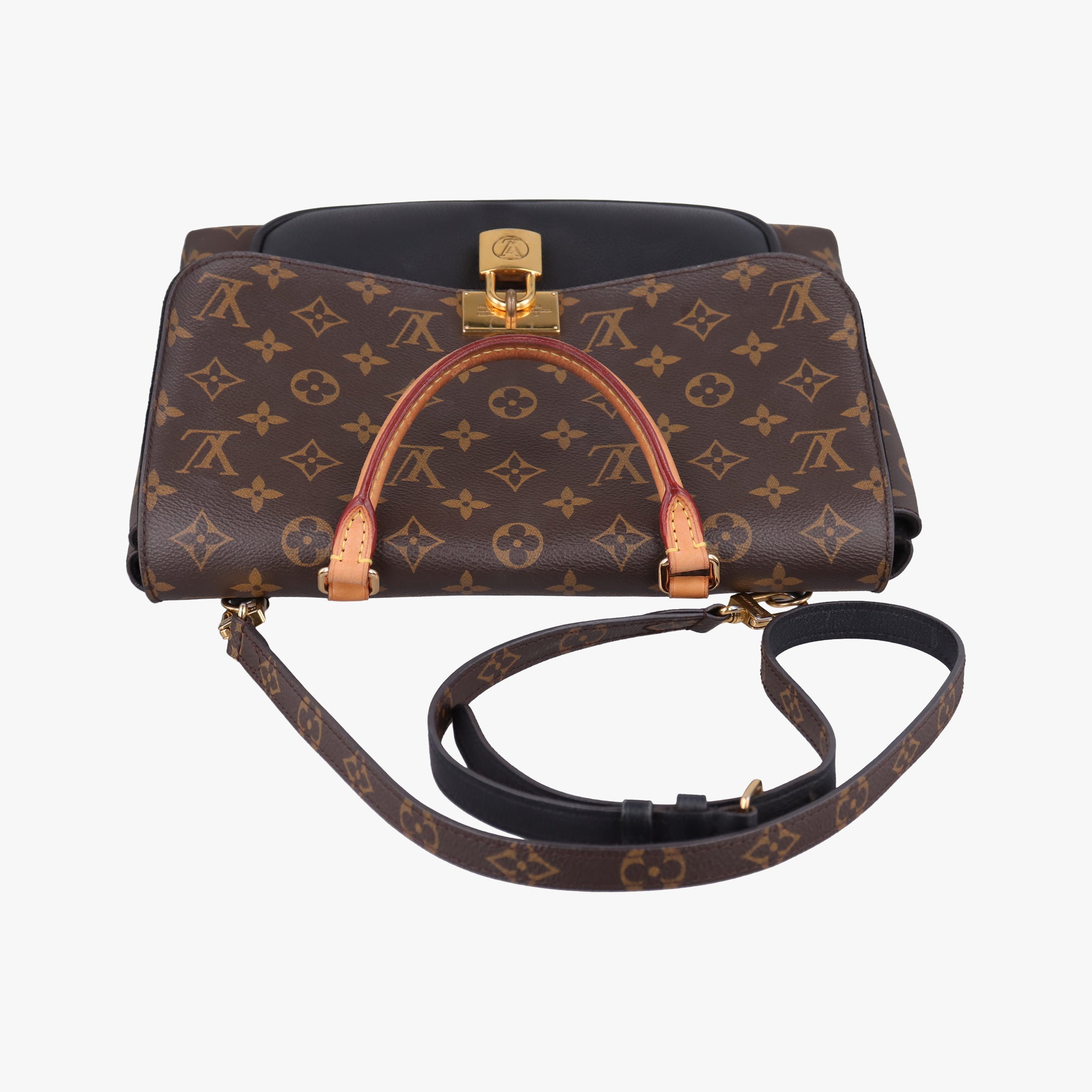 Pre-owned Louis Vuitton MARIGNAN brown×black Monogram Canvas×calf leather M44259 shoulderbag | stylenewstar