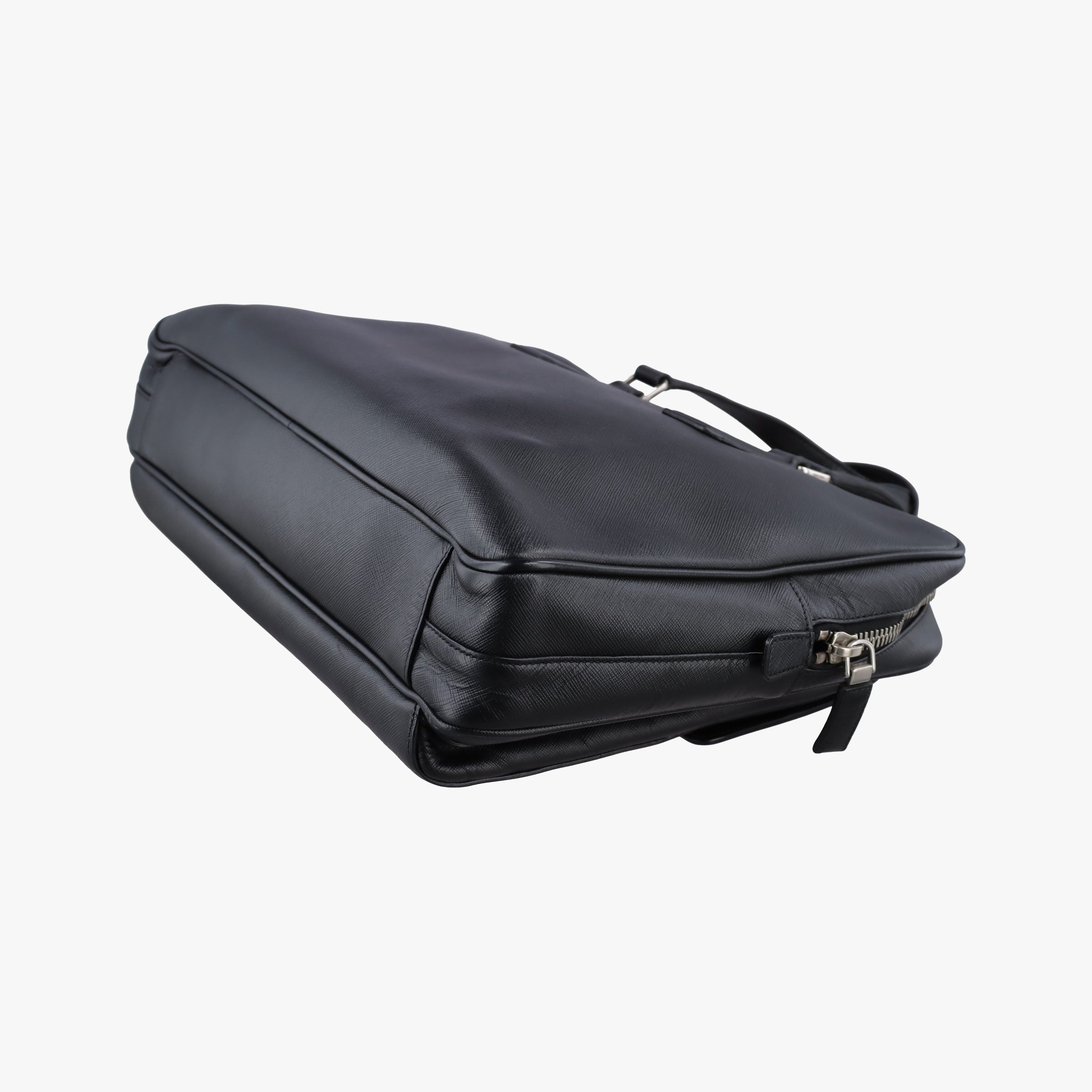 Pre-owned Prada Push-Lock Briefcases Black Saffiano Leather  handbag | stylenewstar