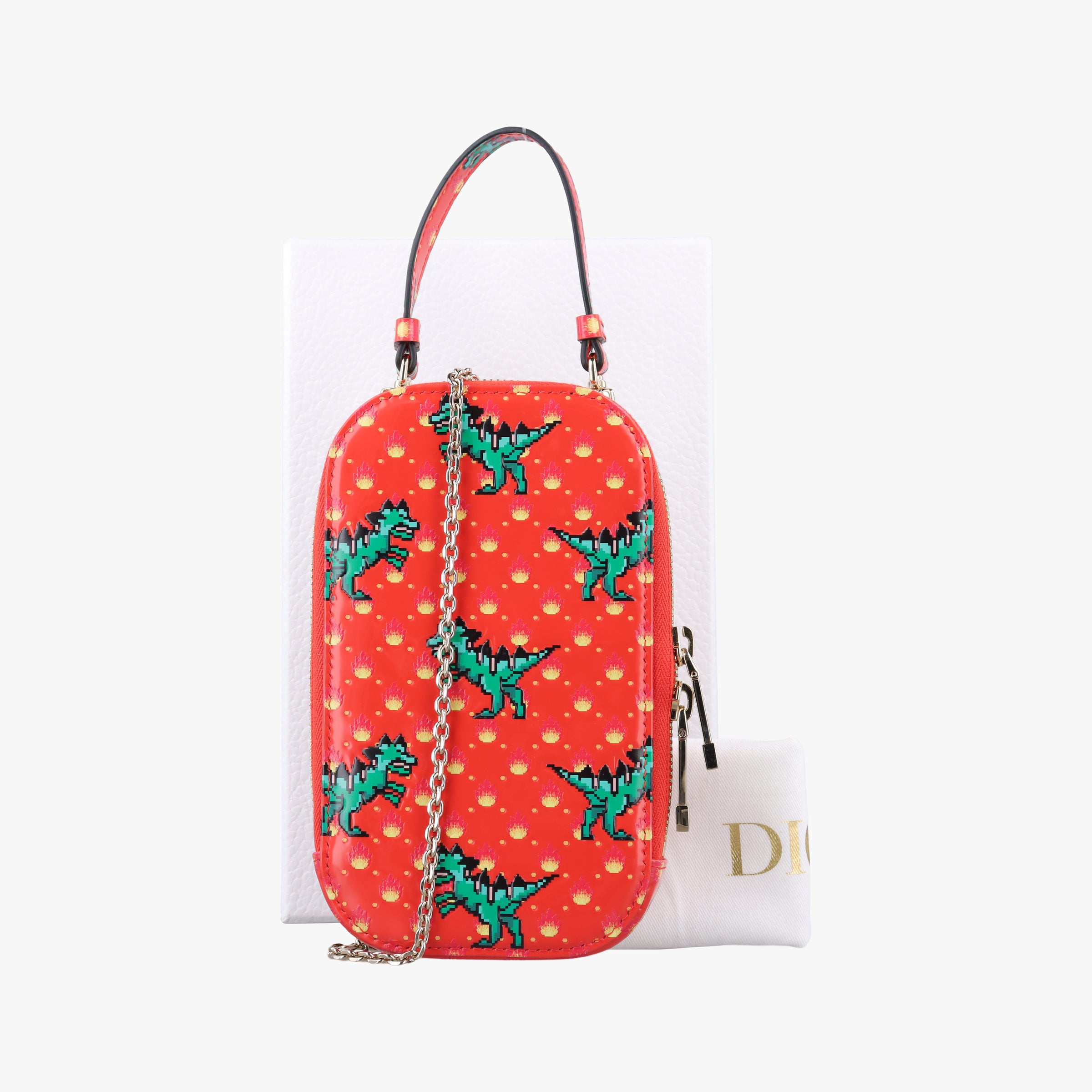 Vintage Christian Dior Lady Dior Orange Red Patent Leather  handbag | stylenewstar