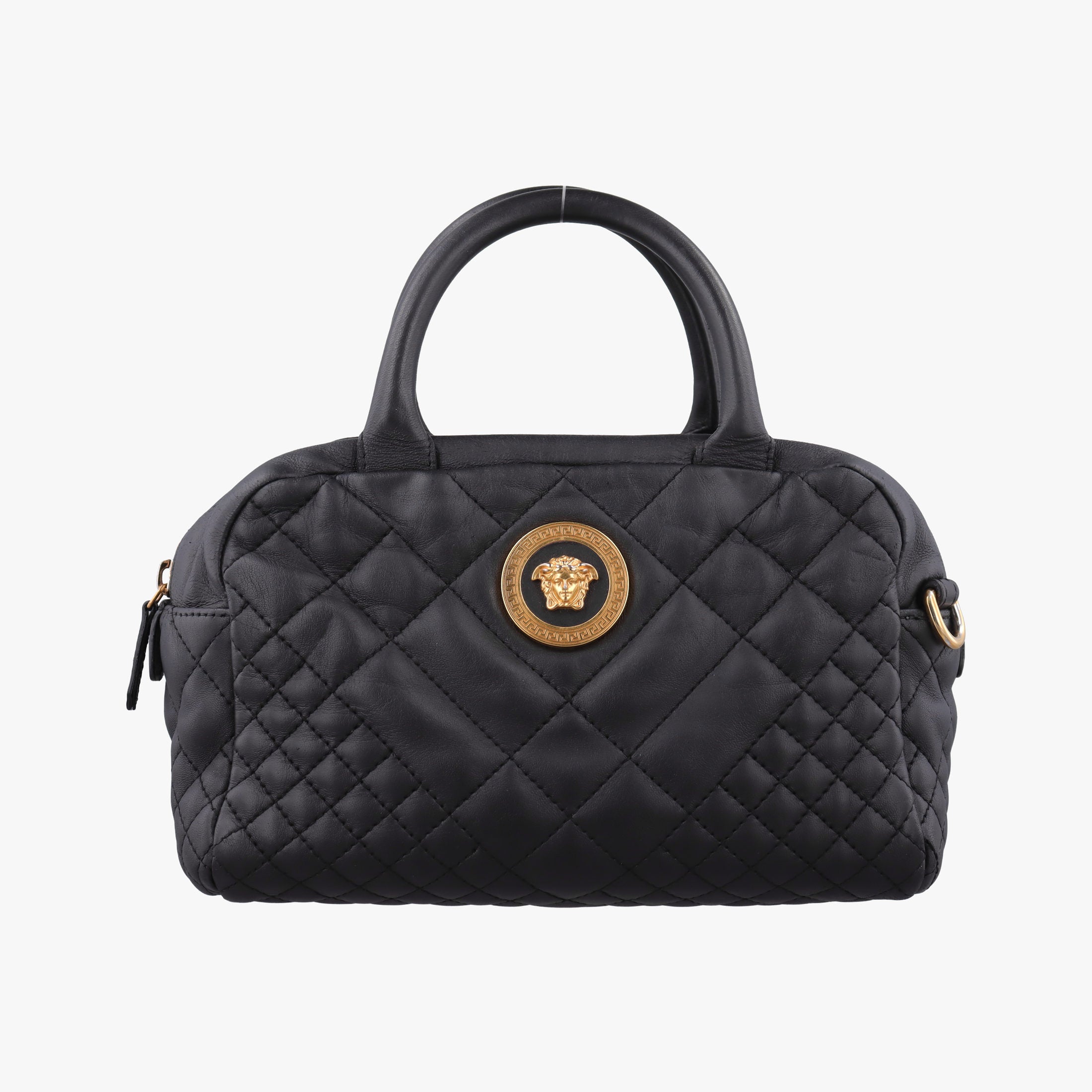 Pre-owned VERSACE Devotion Black Leather  handbag | stylenewstar