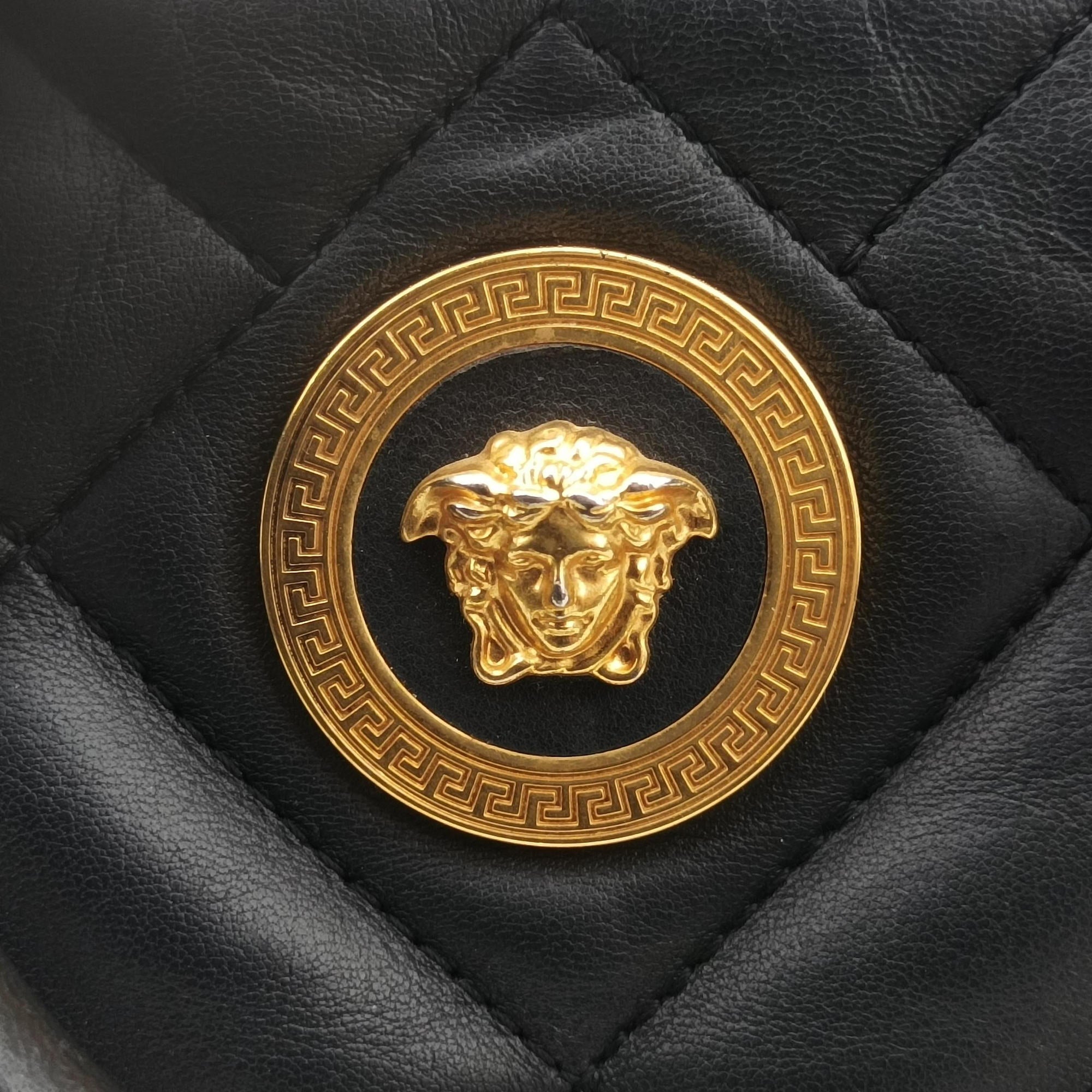 Pre-owned VERSACE Devotion Black Leather  handbag | stylenewstar