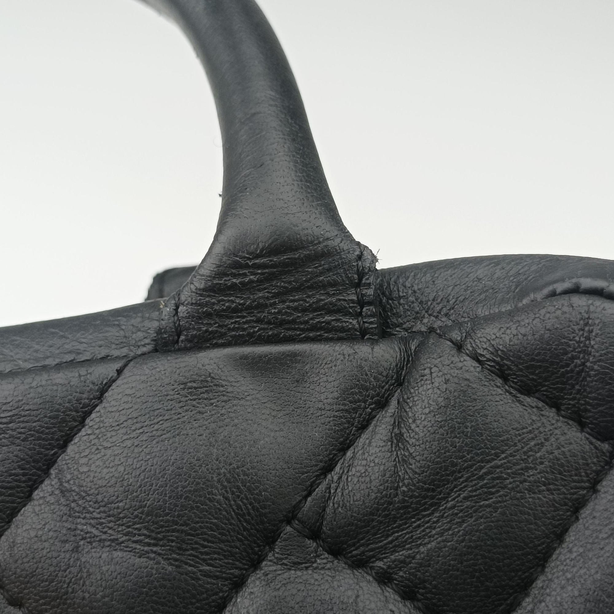 Pre-owned VERSACE Devotion Black Leather  handbag | stylenewstar