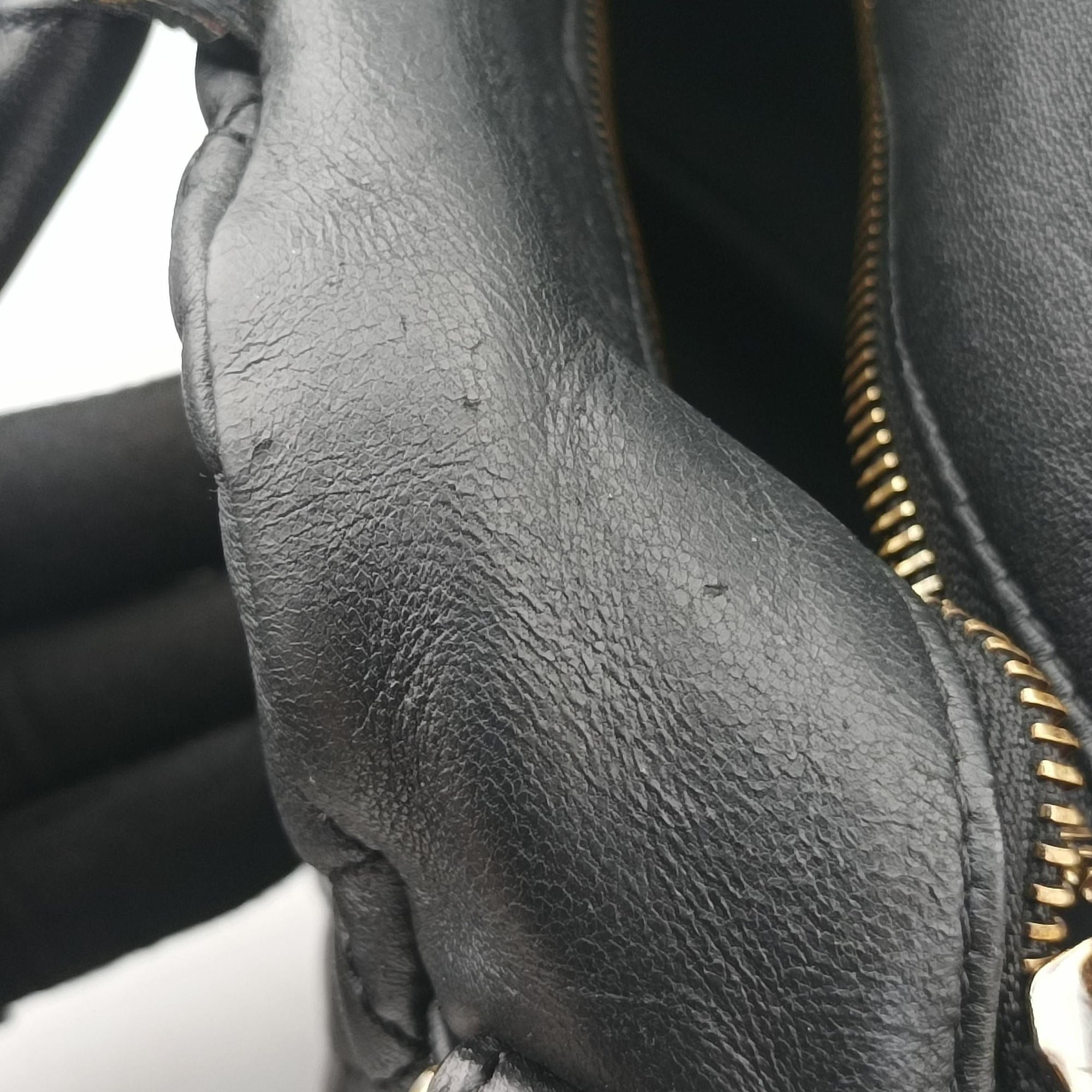 Pre-owned VERSACE Devotion Black Leather  handbag | stylenewstar