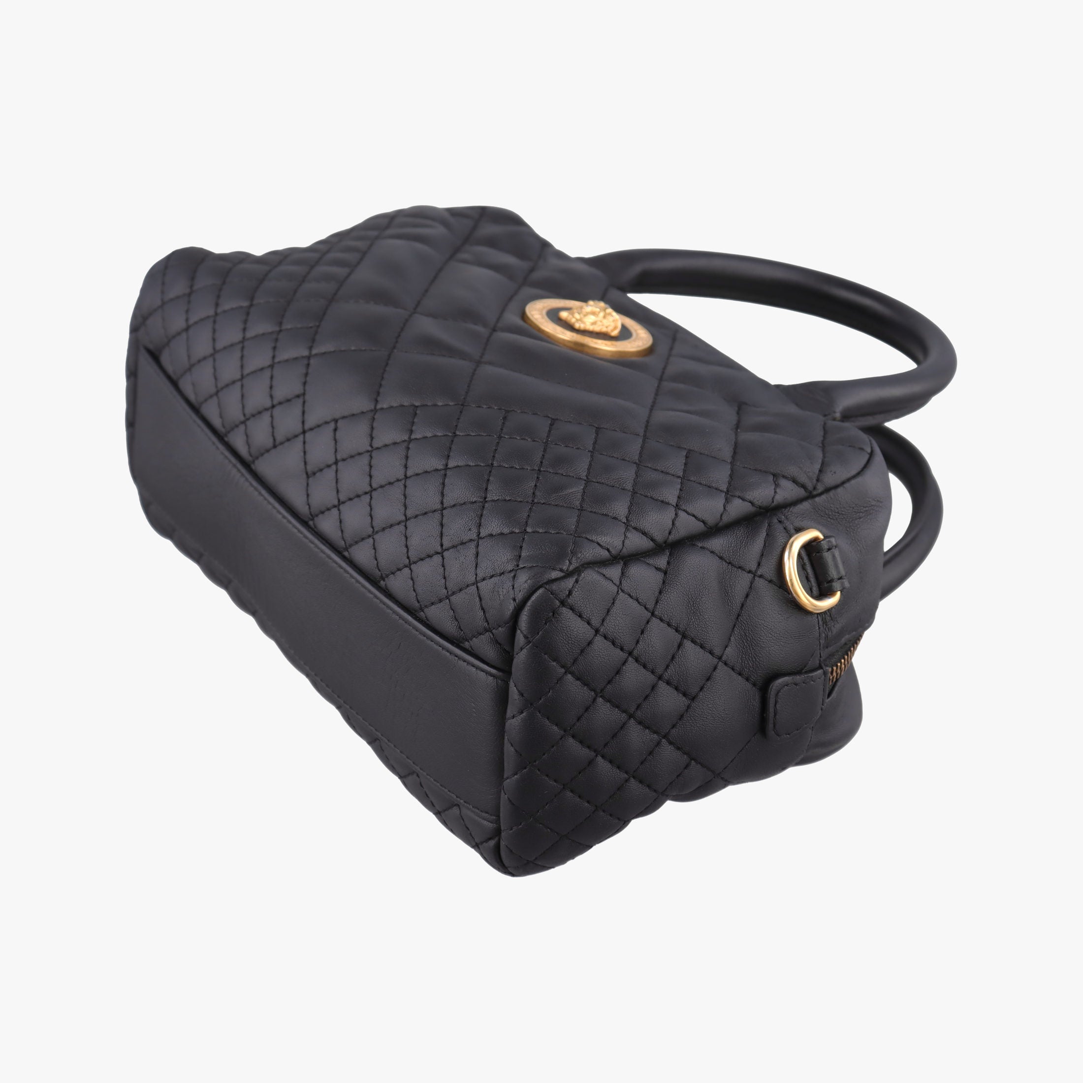 Pre-owned VERSACE Devotion Black Leather  handbag | stylenewstar