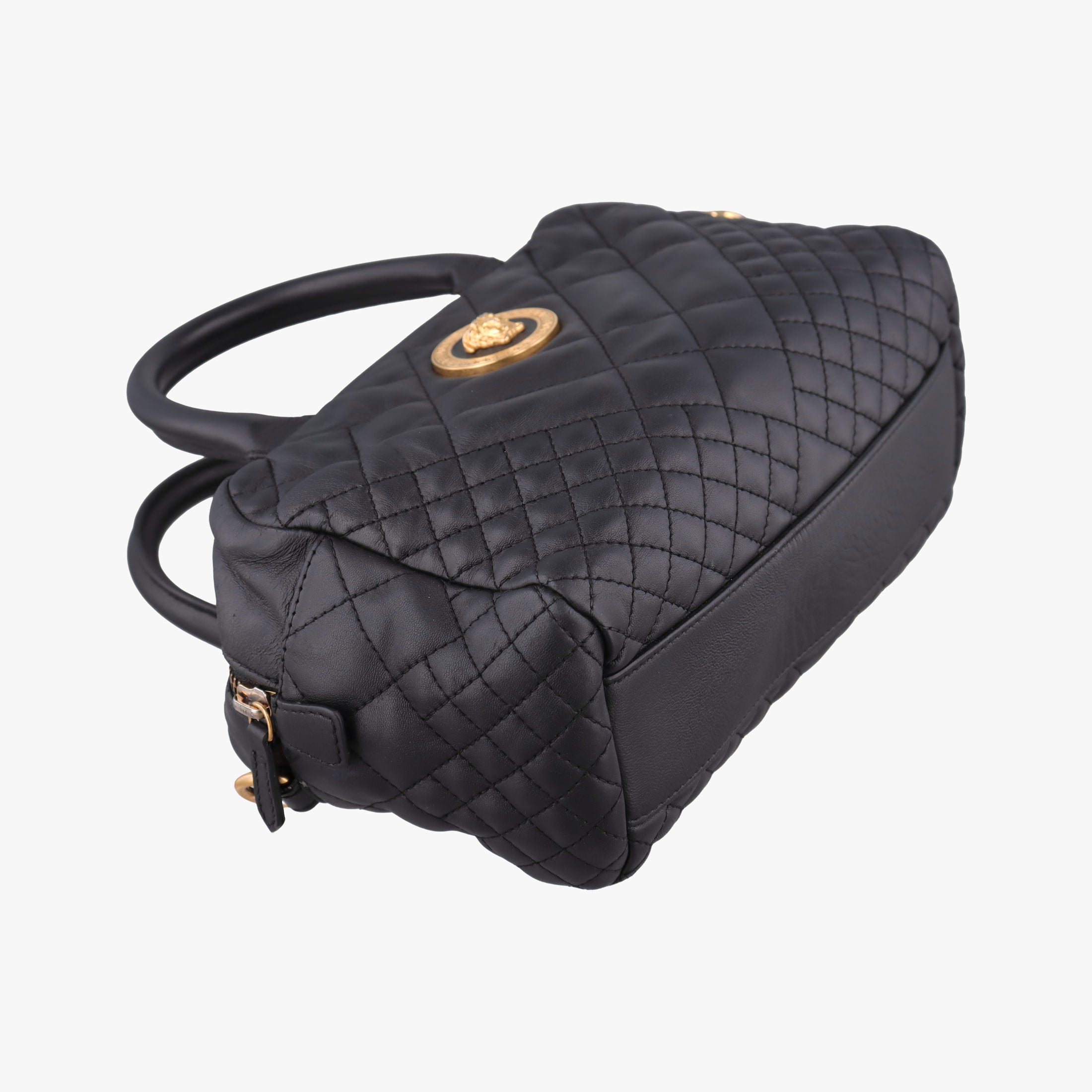 Pre-owned VERSACE Devotion Black Leather  handbag | stylenewstar