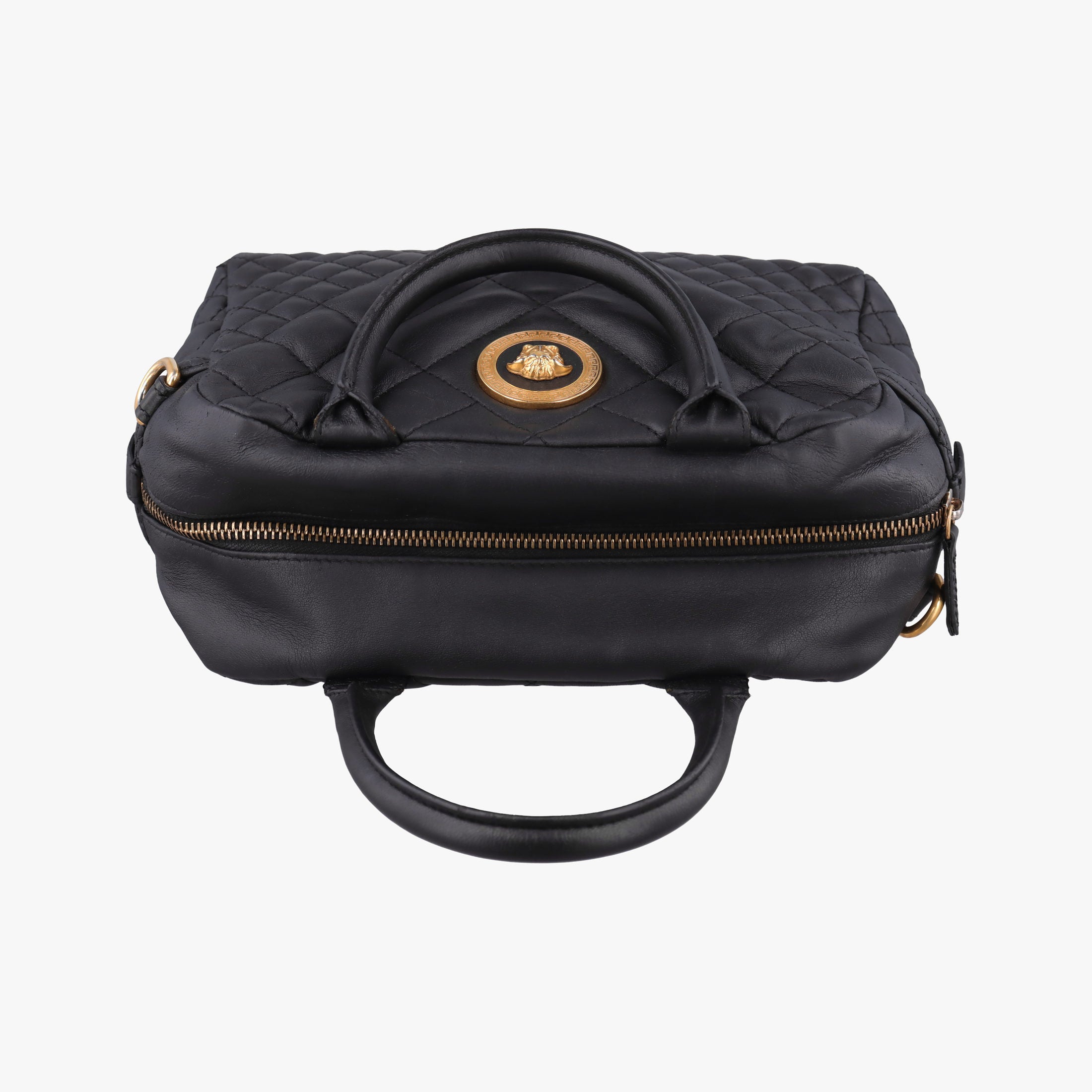 Pre-owned VERSACE Devotion Black Leather  handbag | stylenewstar