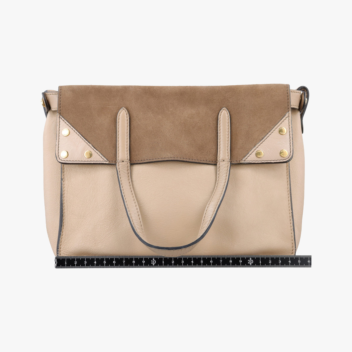 Secondhand Fendi Flip Beige×Brown Leather×Suede 8BT302 shoulderbag | stylenewstar