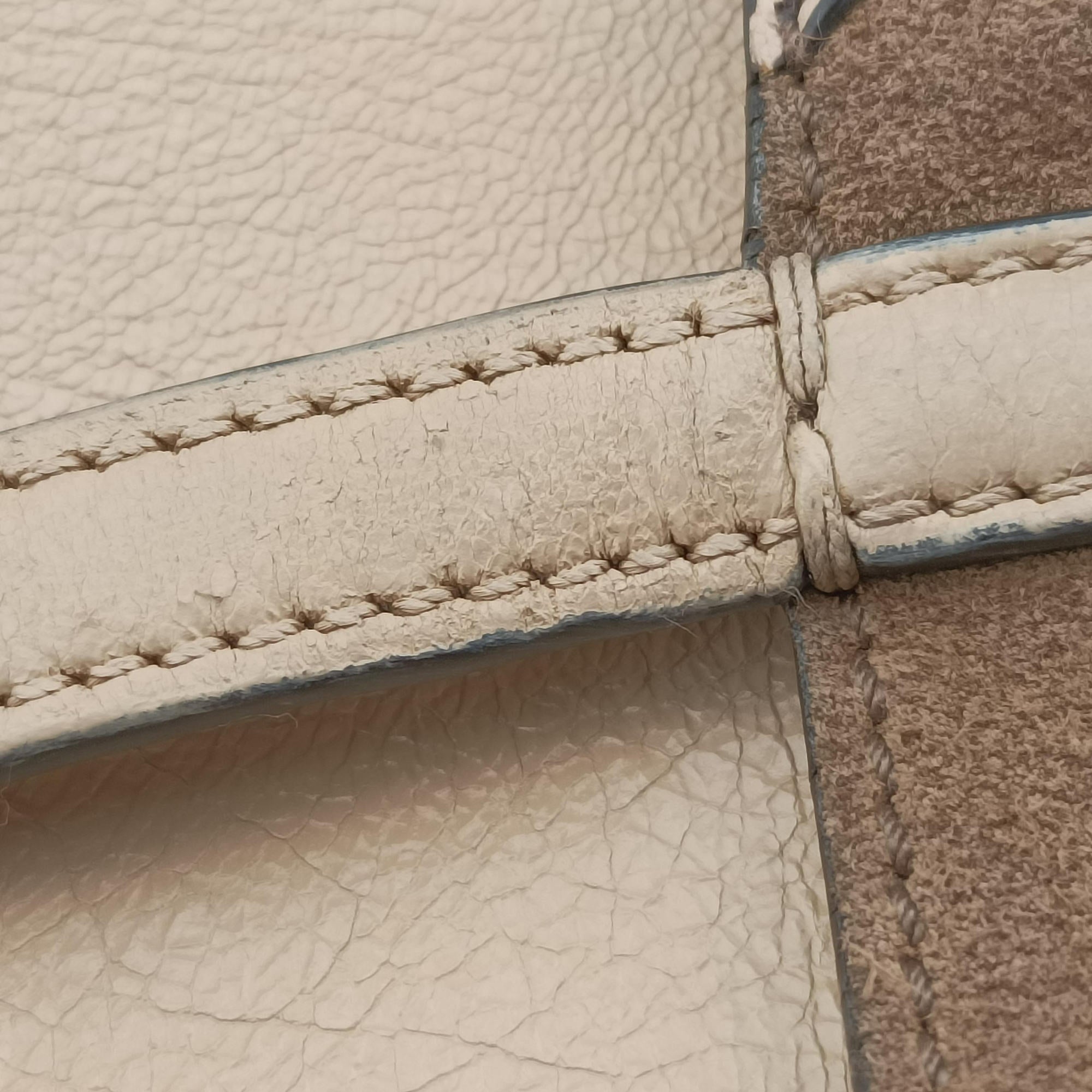 Secondhand Fendi Flip Beige×Brown Leather×Suede 8BT302 shoulderbag | stylenewstar