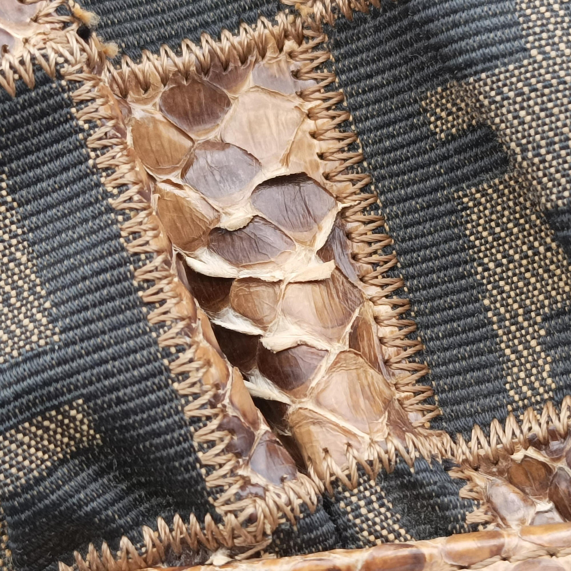Pre-owned Fendi Patchwork Frame Tobacco × Brown Canvas × Python 15240 shoulderbag | stylenewstar