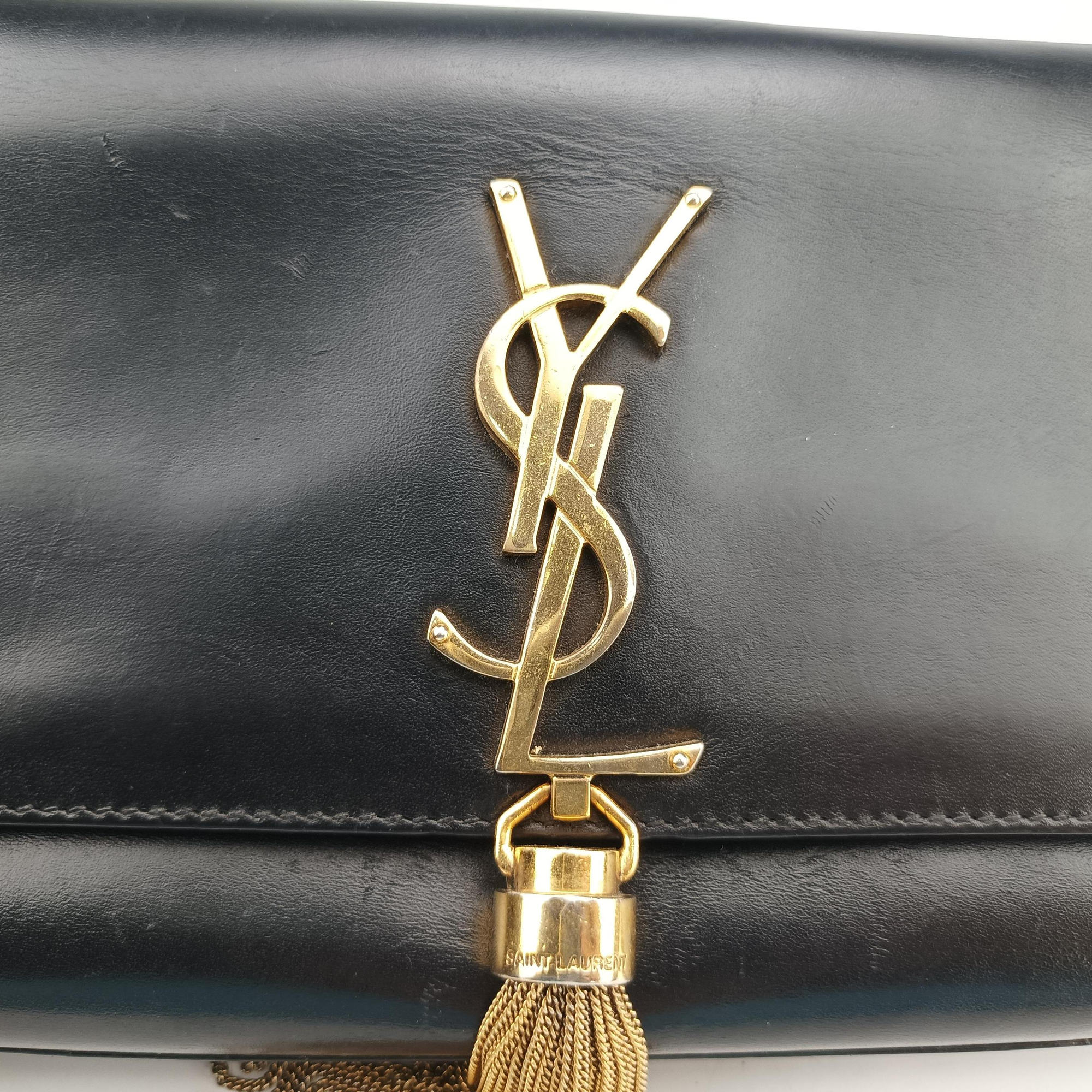 Pre-owned Yves Saint Laurent KATE Black Leather 474366 shoulderbag | stylenewstar