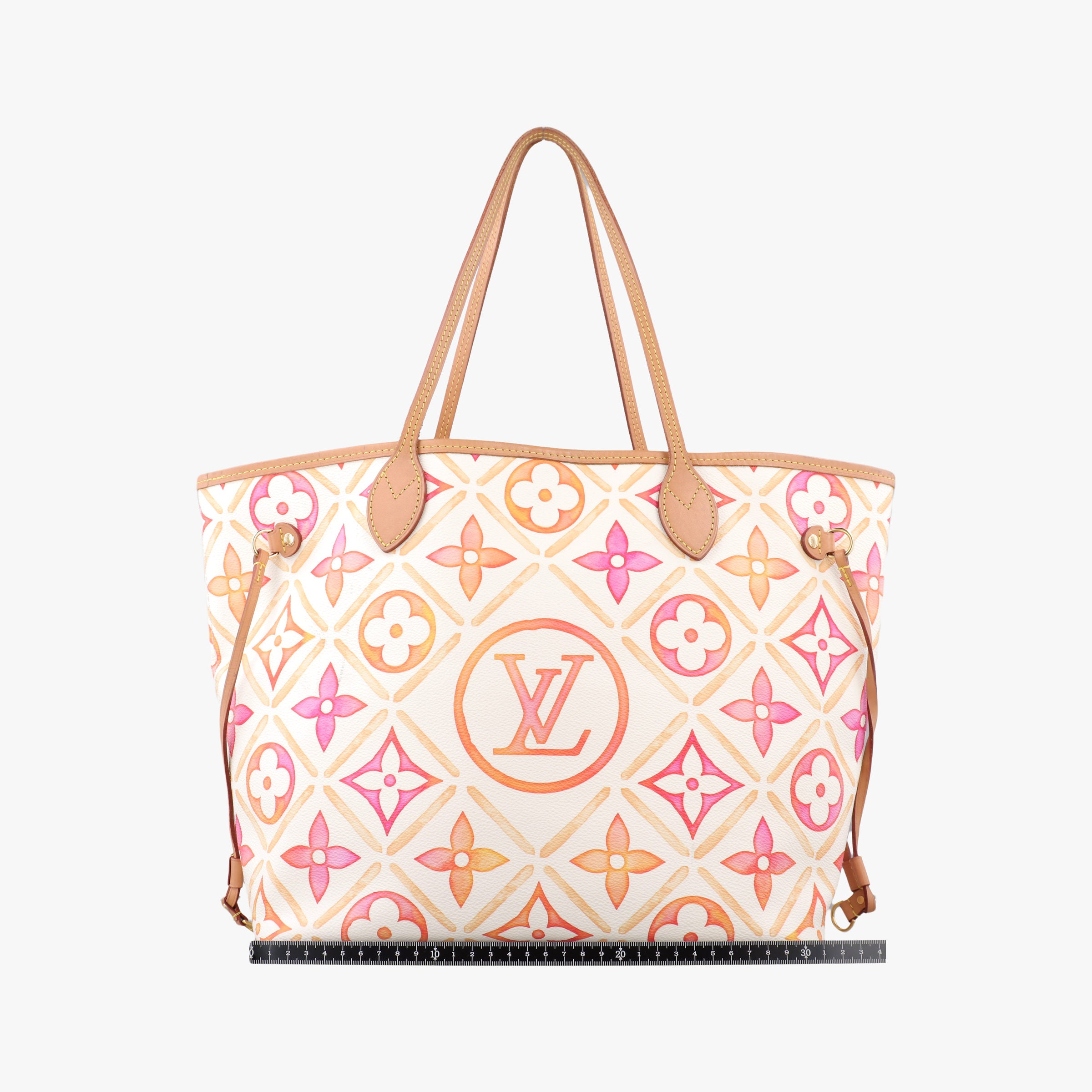 Secondhand Louis Vuitton Neverfull MM Orange × White × Orange × Multicolor Monogram Tile Canvas  handbag | stylenewstar