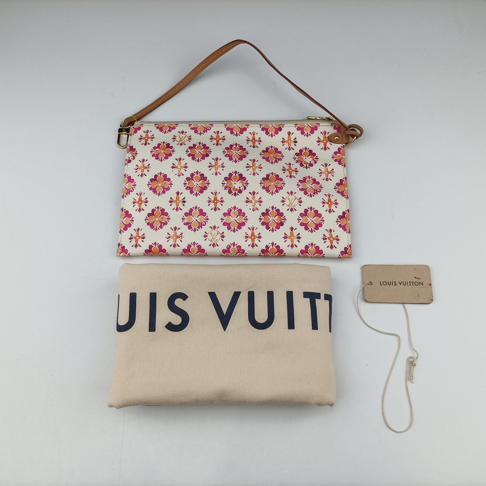 Secondhand Louis Vuitton Neverfull MM Orange × White × Orange × Multicolor Monogram Tile Canvas  handbag | stylenewstar