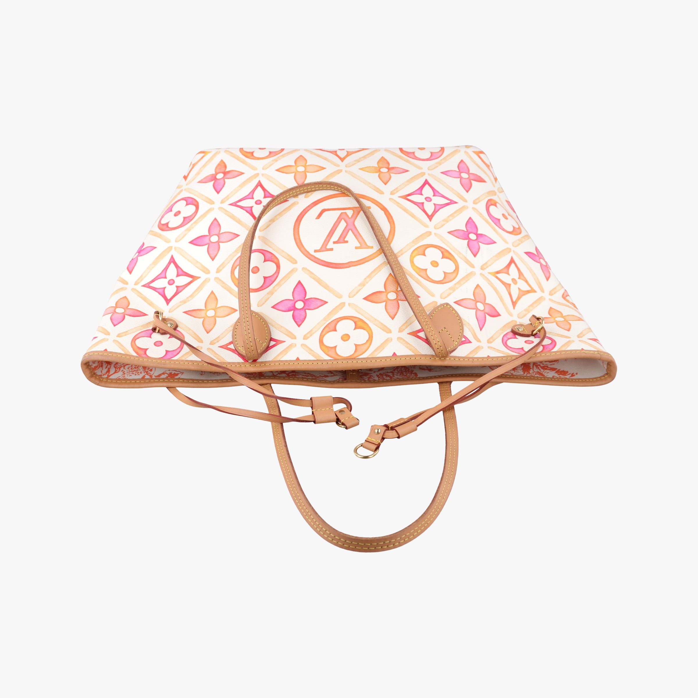 Secondhand Louis Vuitton Neverfull MM Orange × White × Orange × Multicolor Monogram Tile Canvas  handbag | stylenewstar