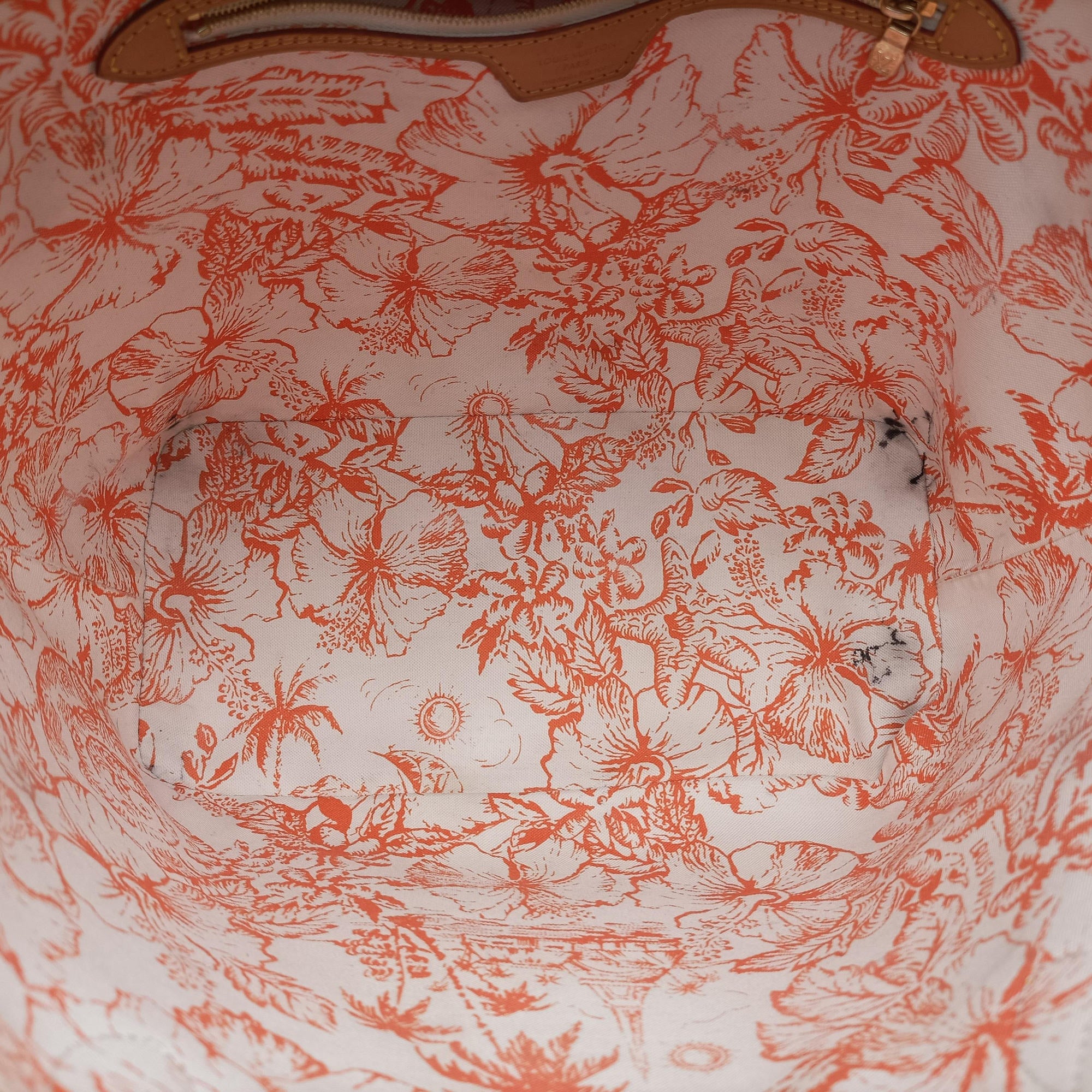 Secondhand Louis Vuitton Neverfull MM Orange × White × Orange × Multicolor Monogram Tile Canvas  handbag | stylenewstar