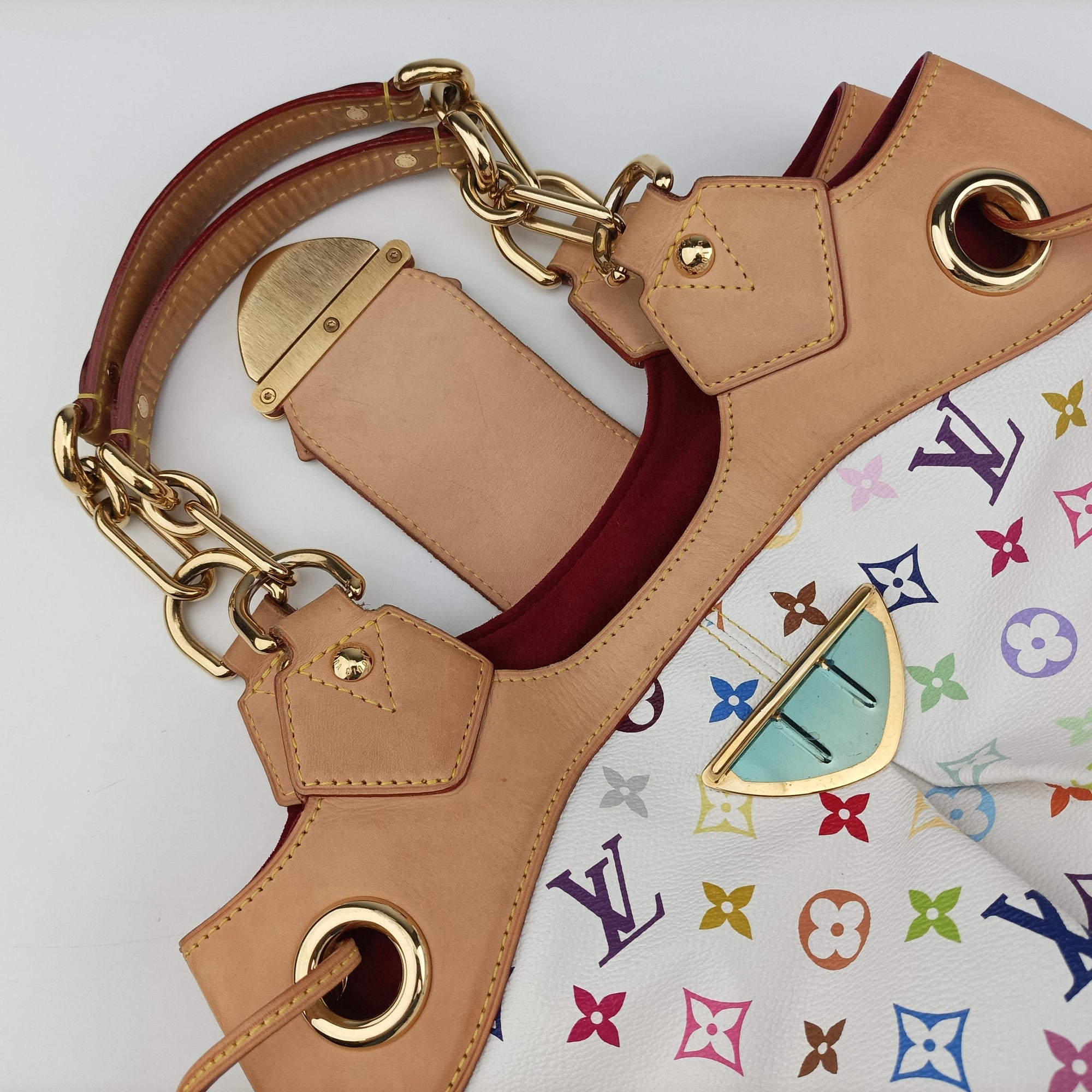 Pre-owned Louis Vuitton URSULA white Monogram Multicolor M40123 handbag | stylenewstar