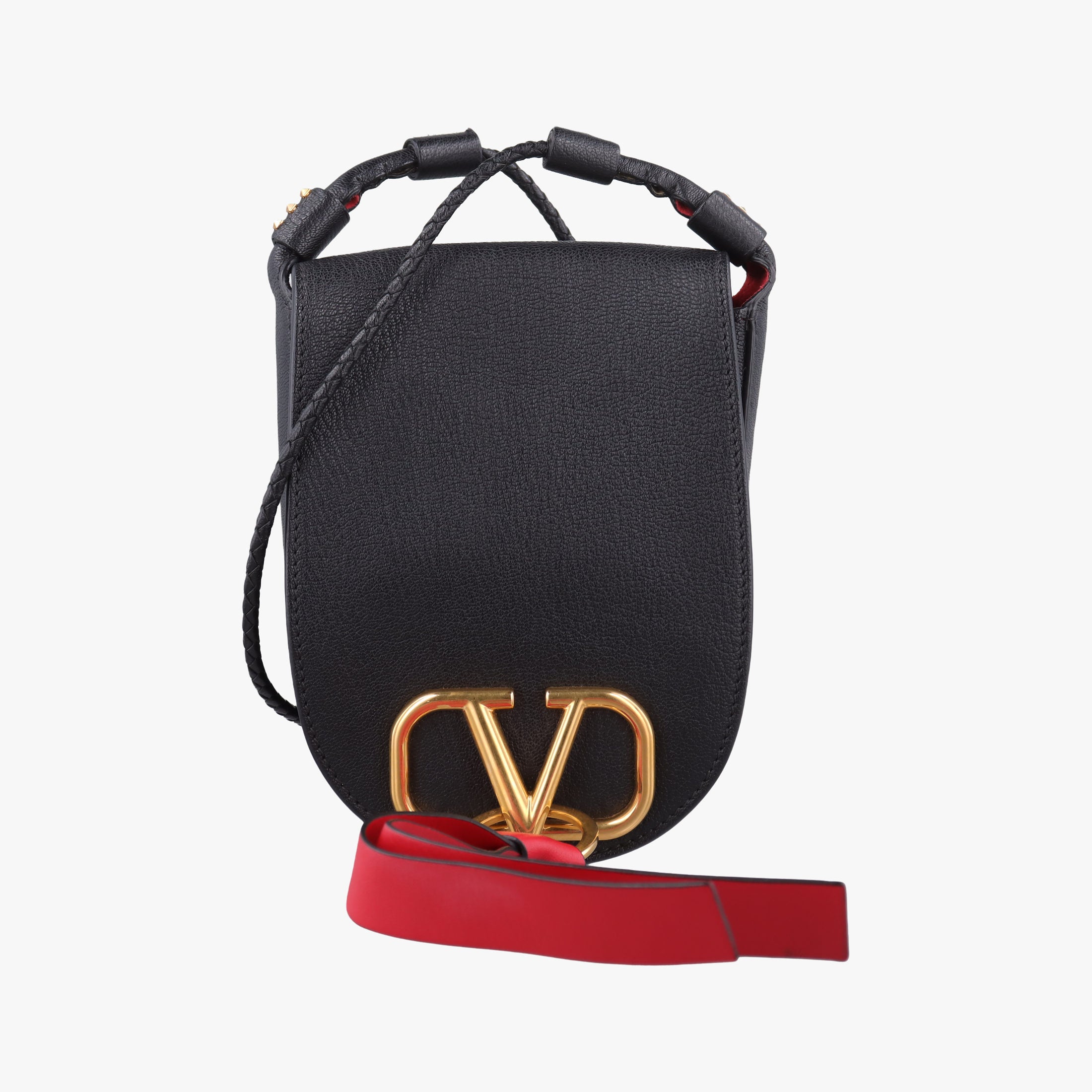 Pre-owned Valentino VRING Black Leather  shoulderbag | stylenewstar