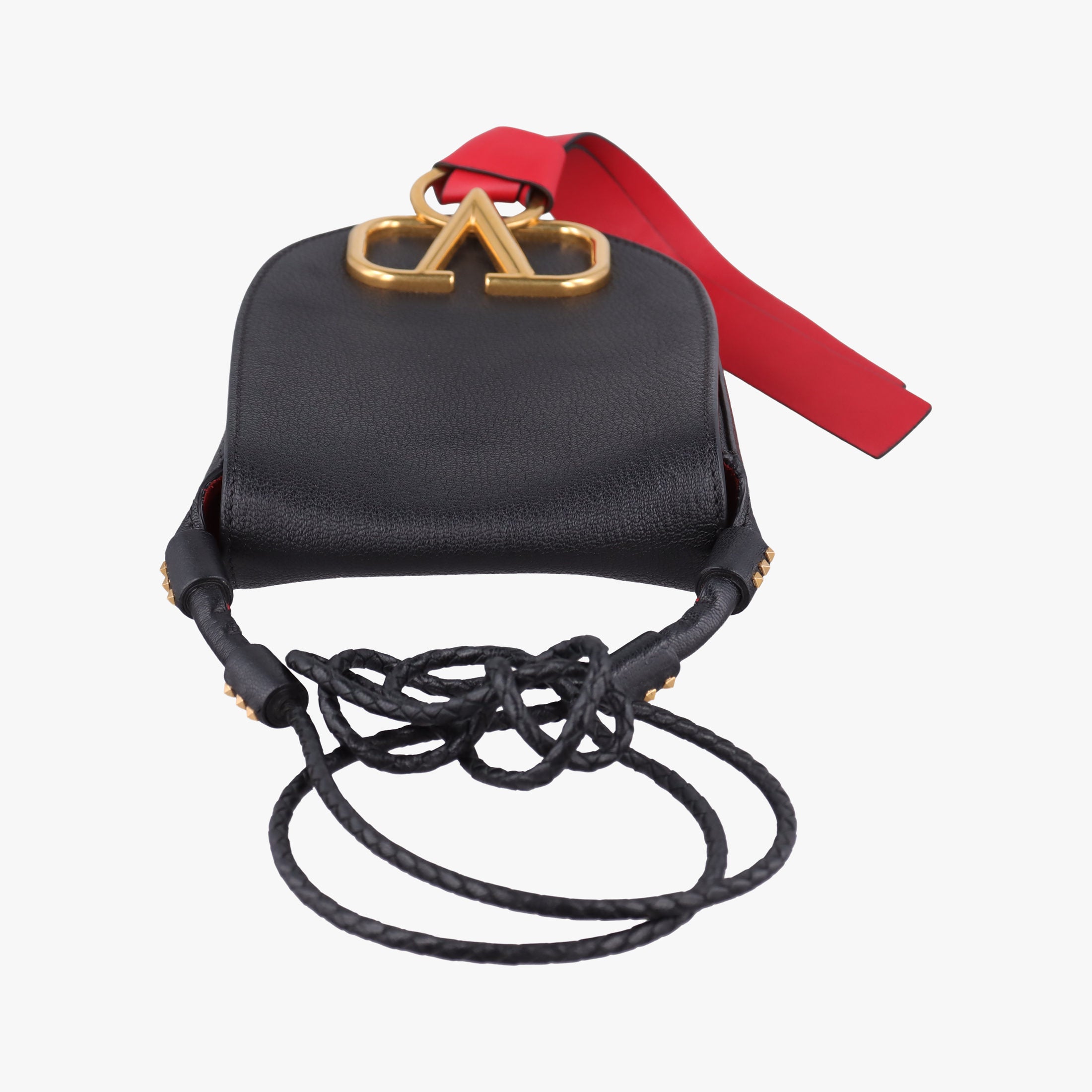 Pre-owned Valentino VRING Black Leather  shoulderbag | stylenewstar