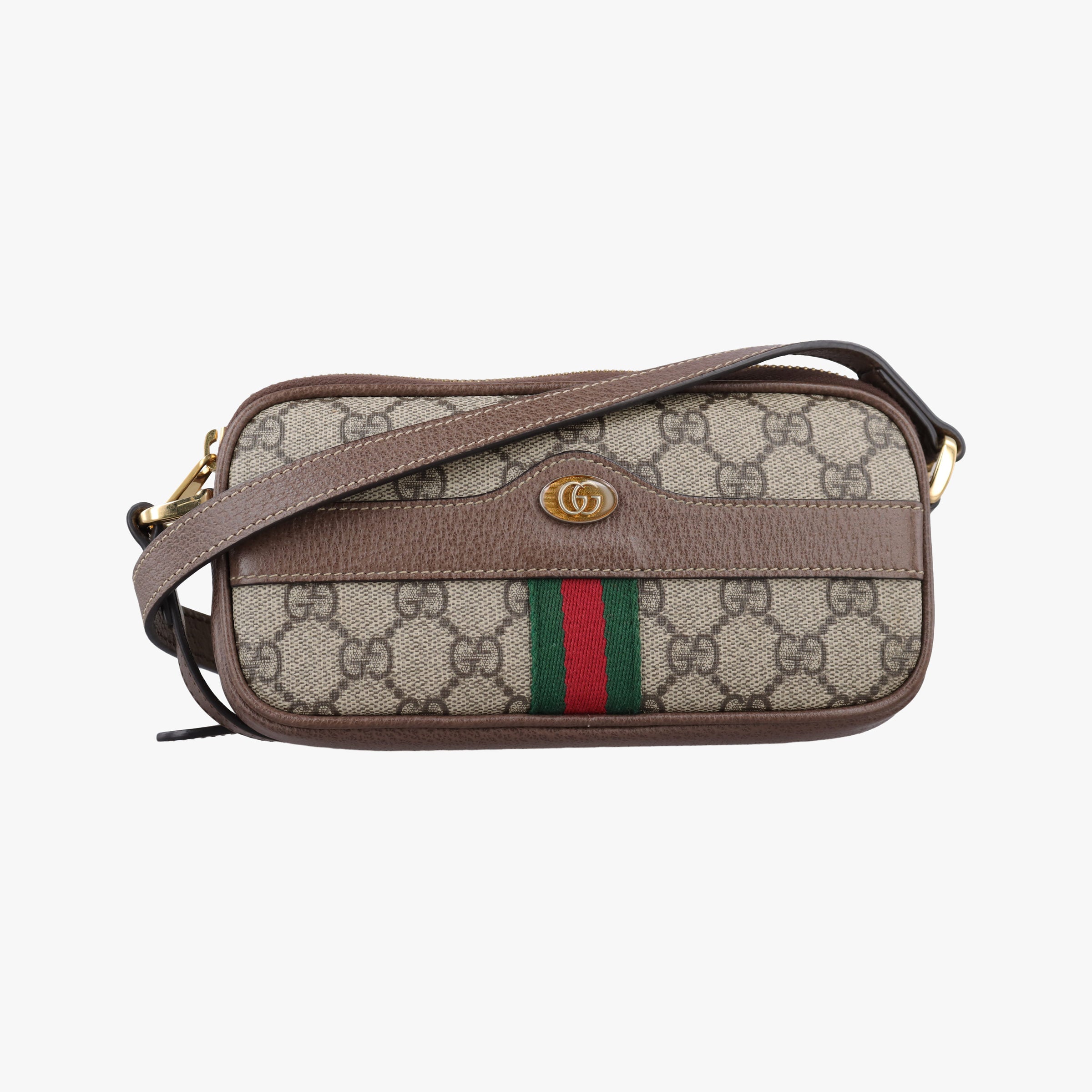 Pre-owned Gucci Ophidia Beige×red×green PVC coated canvas×leather 598664 shoulderbag | stylenewstar