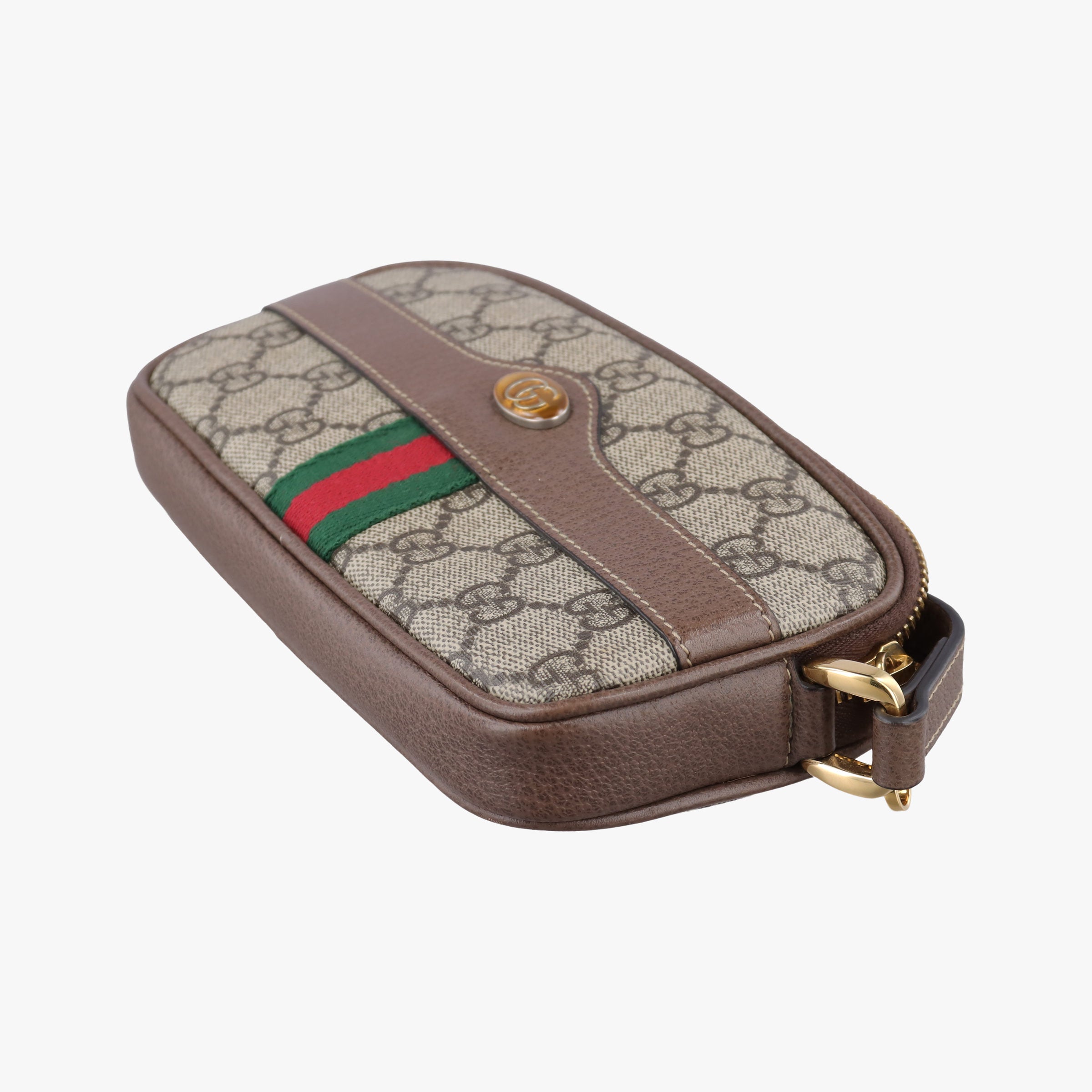 Pre-owned Gucci Ophidia Beige×red×green PVC coated canvas×leather 598664 shoulderbag | stylenewstar