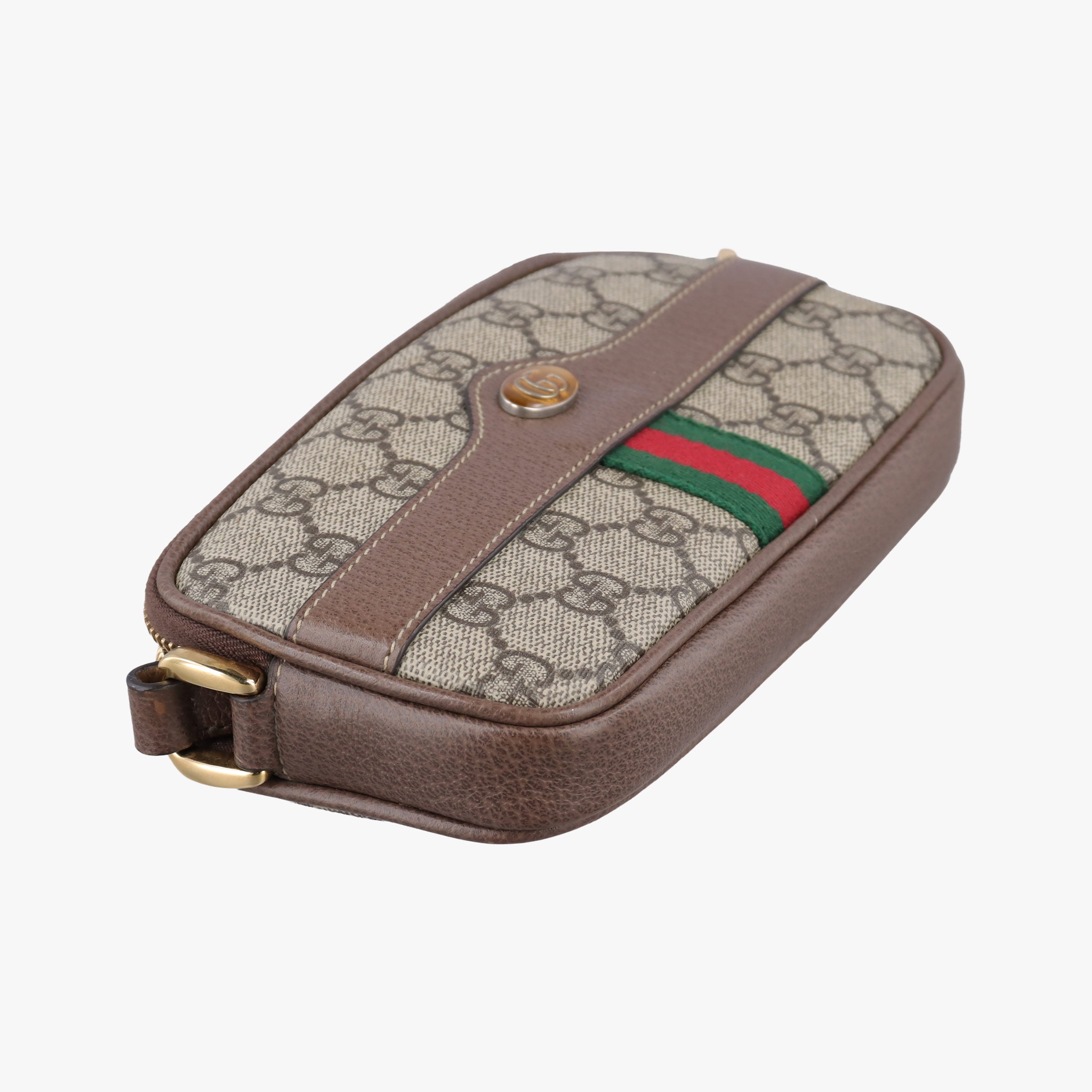 Pre-owned Gucci Ophidia Beige×red×green PVC coated canvas×leather 598664 shoulderbag | stylenewstar