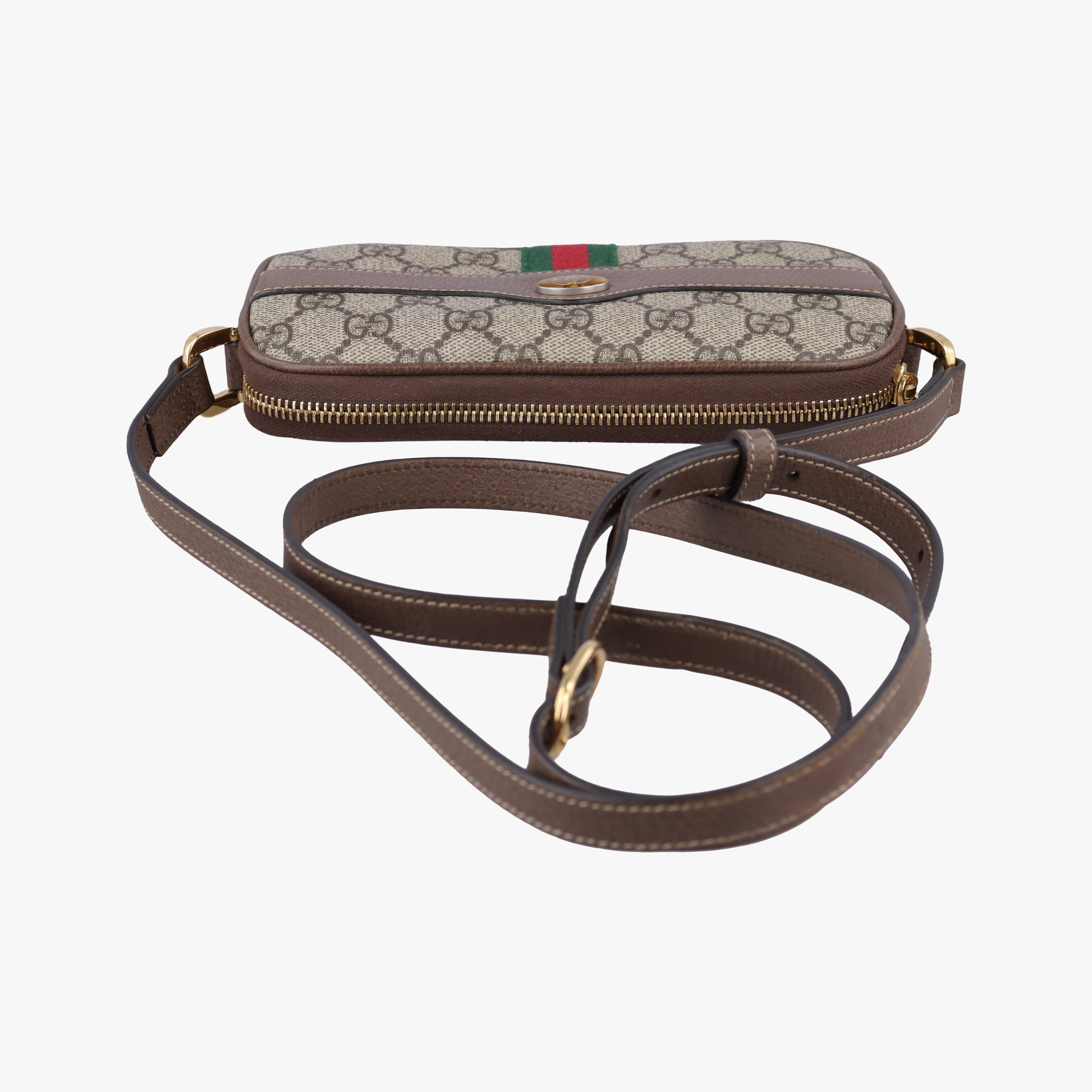 Pre-owned Gucci Ophidia Beige×red×green PVC coated canvas×leather 598664 shoulderbag | stylenewstar