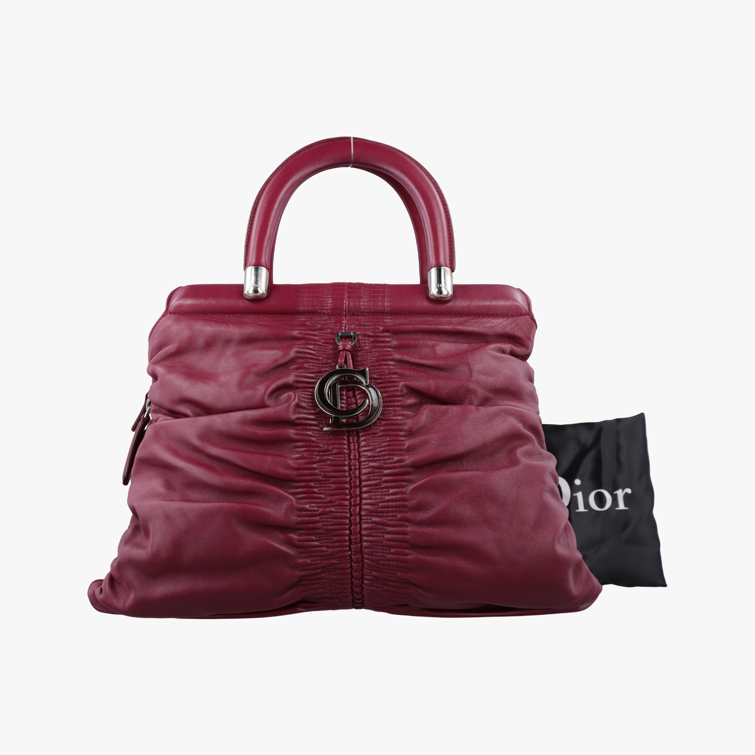 Pre-owned Christian Dior Karenina Burgundy lambskin  handbag | stylenewstar